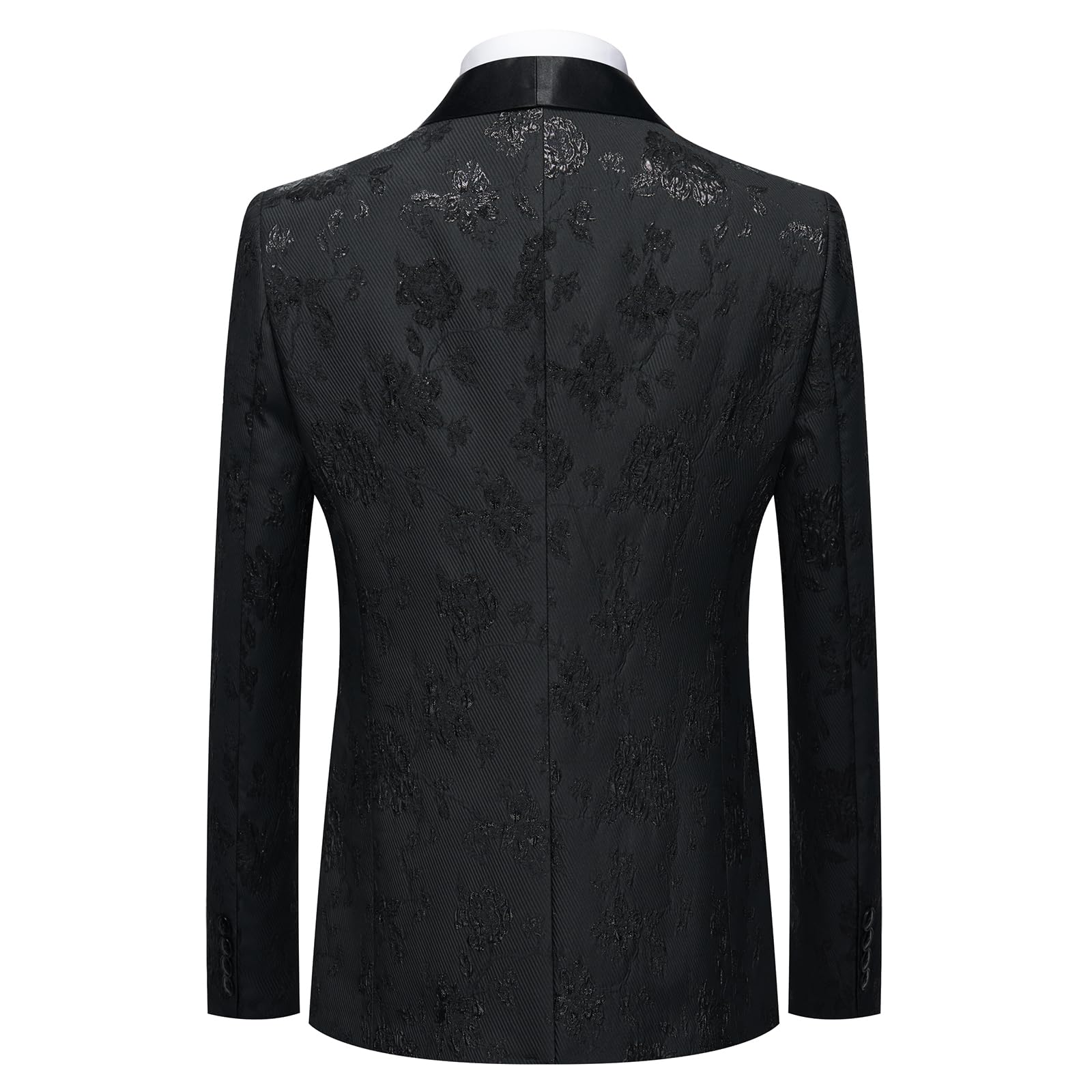 3 Piece Men's Tuxedo Suit Set - Floral Pattern Blazer, Waistcoat & Pants | Regular Fit Formal Wear for Weddings, Prom & Special Occasions