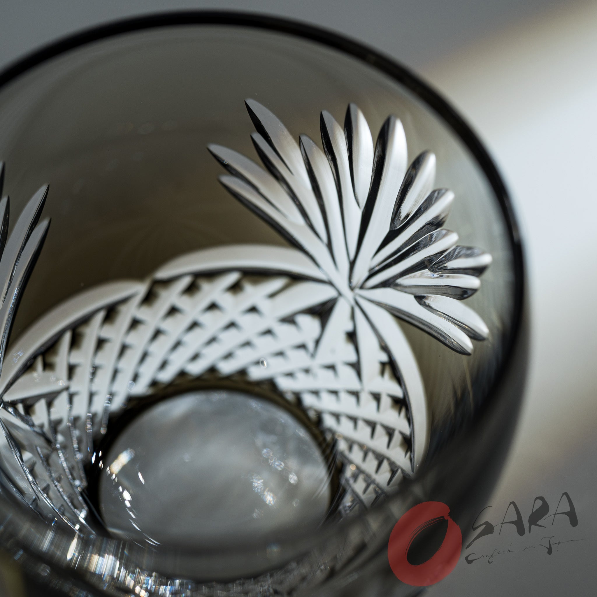Premium KAGAMI Crystal Edo Kiriko Sake Glass - Queen of the Night Design - Handcrafted Japanese Cut Glass for Sake, Cocktails & Fine Dining - Elegant Gift for Wine Enthusiasts & Collectors