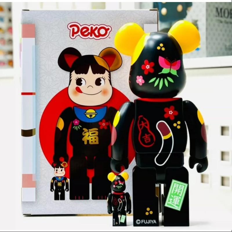 Be@rbrick Peko Lucky Cat Lucky Black 400% & 100% Limited Edition Collectible Figure (2024) - Perfect for Anime Fans, Toy Collectors, and Home Decor Display