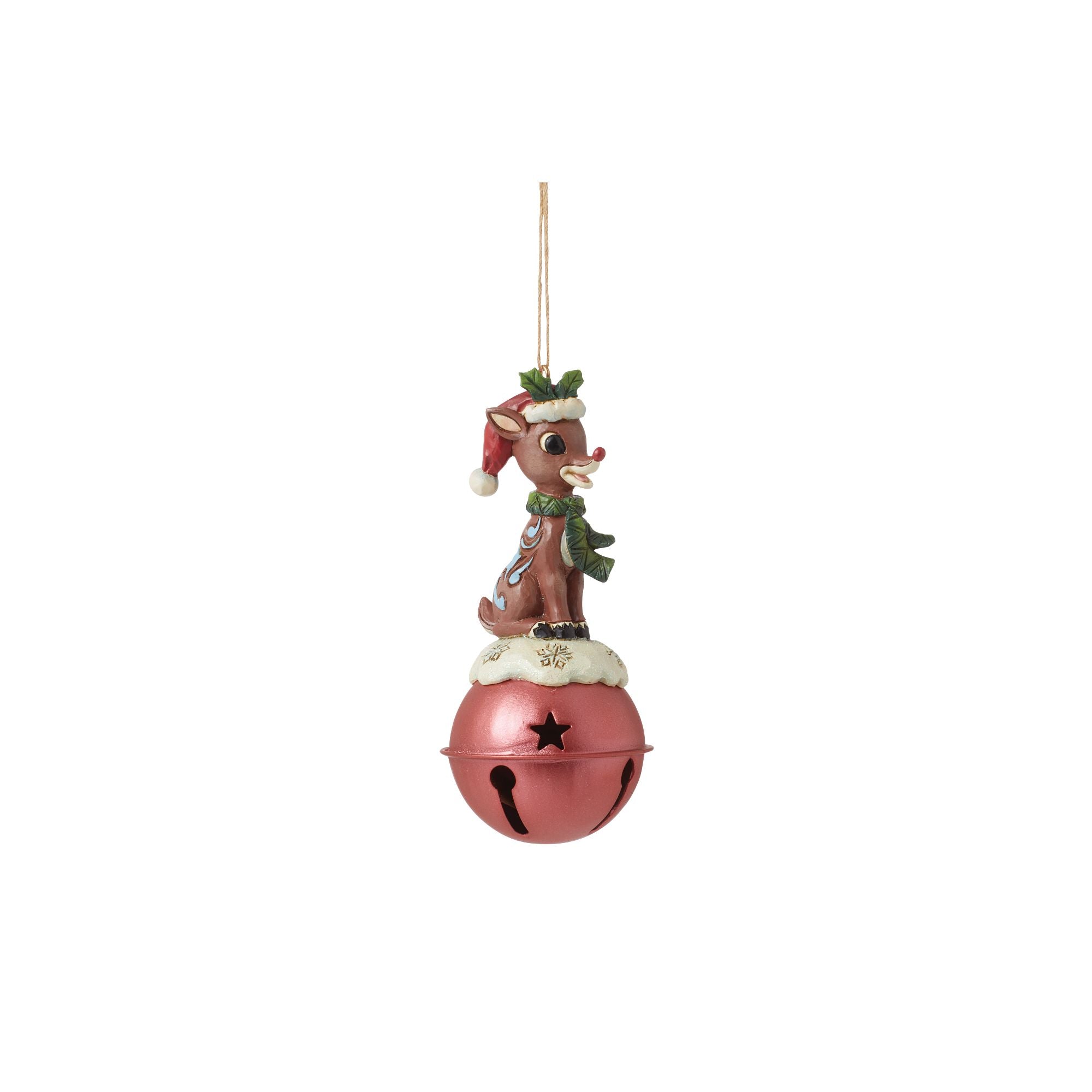 Rudolph Standing on Bell Handmade Ornament - Christmas Tree Decoration for Holiday Home Decor