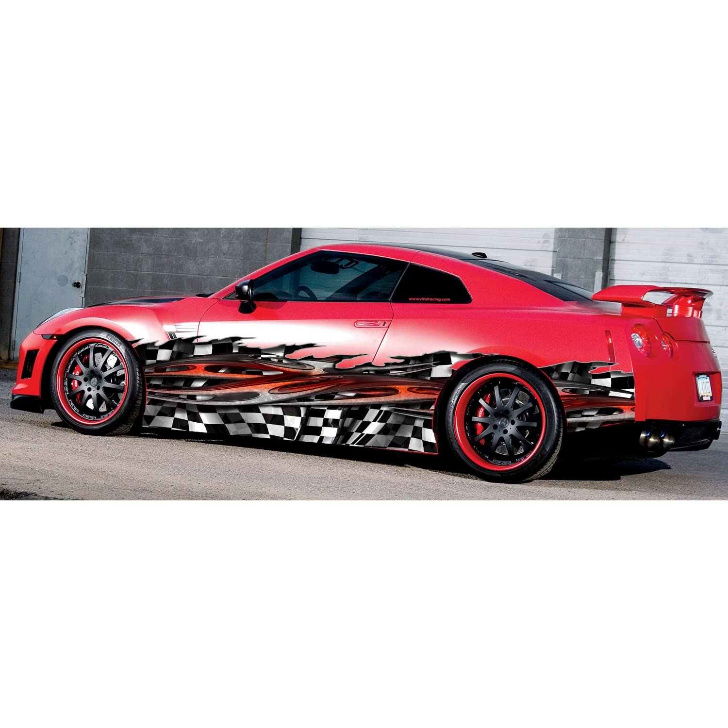 Red Tribal Flag Truck Wrap Vinyl Decal - Custom RV, Boat, Trailer & 18 Wheeler Racing Stripes Sticker (20x70) for Vehicle Graphics & Motorsport Decoration
