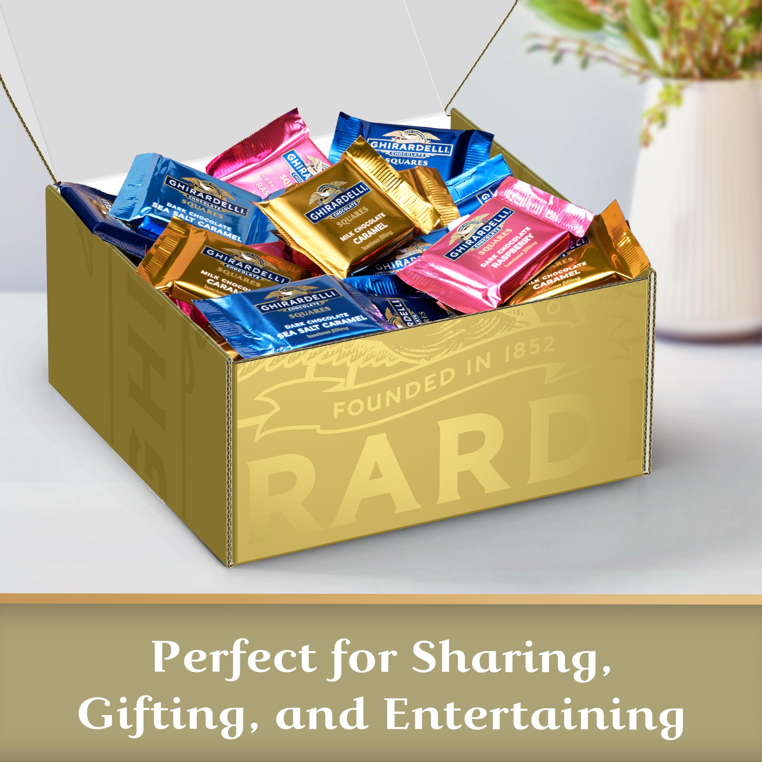 GHIRARDELLI Premium Chocolate Assortment SQUARES Gift Box - 29.6 oz (840g) Luxury Dark & Milk Chocolate Variety Pack | Perfect for Holiday Gifts, Birthday Presents & Corporate Events
