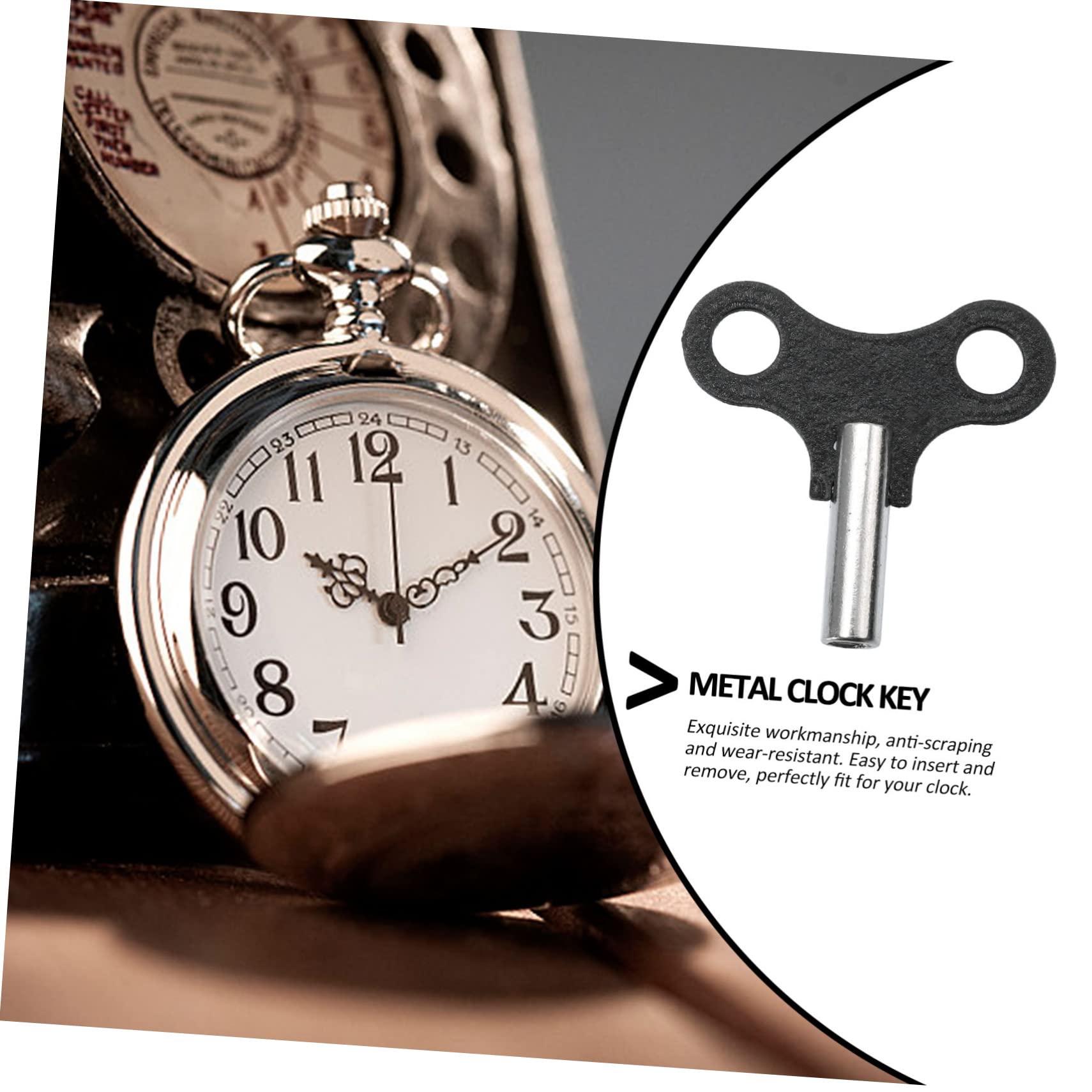 VOSAREA 3-Piece Universal Clock Key Set - Black Clock Winding Keys for Grandfather, Wall & Mantle Clocks - Essential Clock Repair & Maintenance Tools