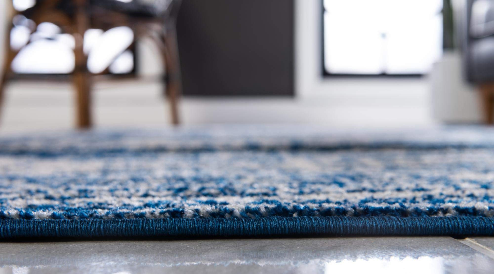 Dover Collection 5' x 8' Navy Blue Low-Pile Area Rug - Soft & Durable for Bedroom, Living Room, Dining Room - Perfect for Home Decor & High Traffic Areas