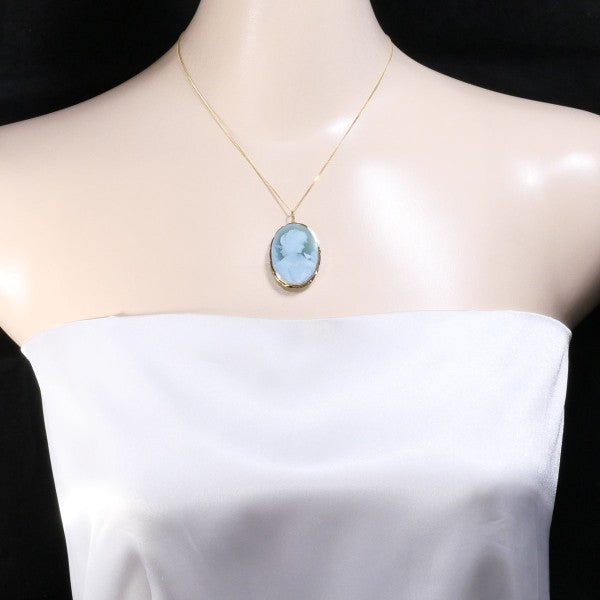 18K Yellow Gold Cameo Necklace & Brooch Set - Vintage Two-Way Pendant for Women - Perfect for Weddings, Parties & Special Occasions