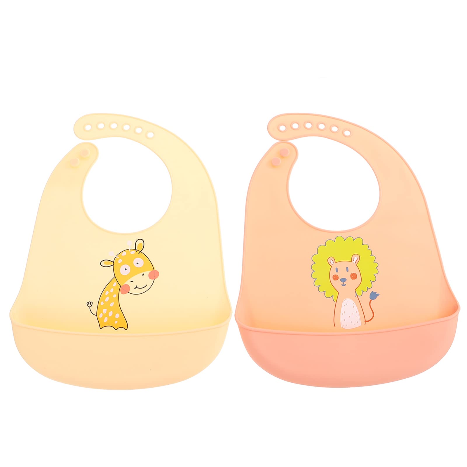 SUPVOX 2 Pack Waterproof Silicone Baby Bibs - Soft, Adjustable & Easy to Clean for Messy Meals, Feeding Time & Toddler Snacks
