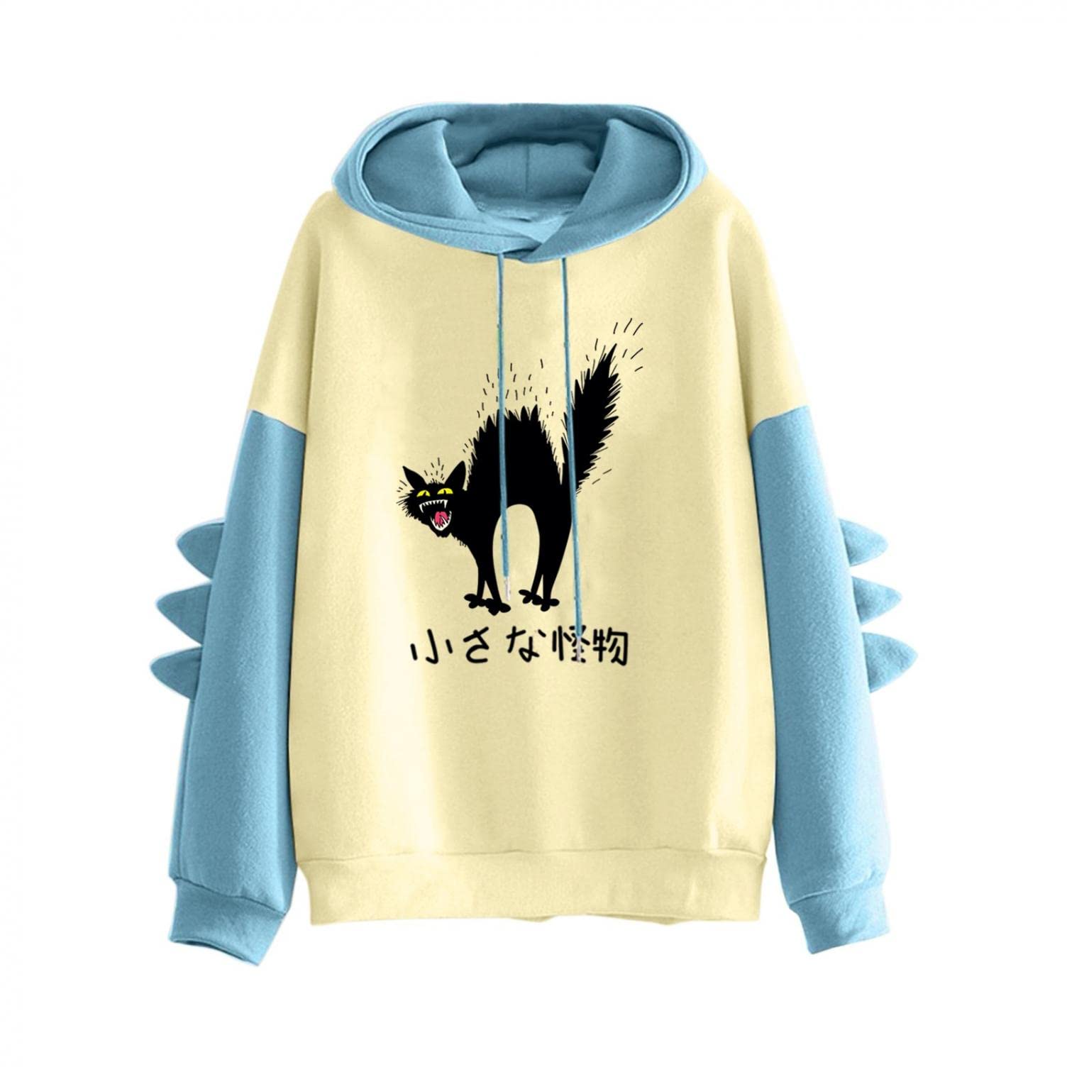 Cute Cat Hoodies for Women & Teen Girls - Cozy Pullover Crewneck Long Sleeve Hooded Sweatshirt with Pockets | Cartoon Fleece Korean Style | Perfect for Casual Wear, School, and Winter Outfits