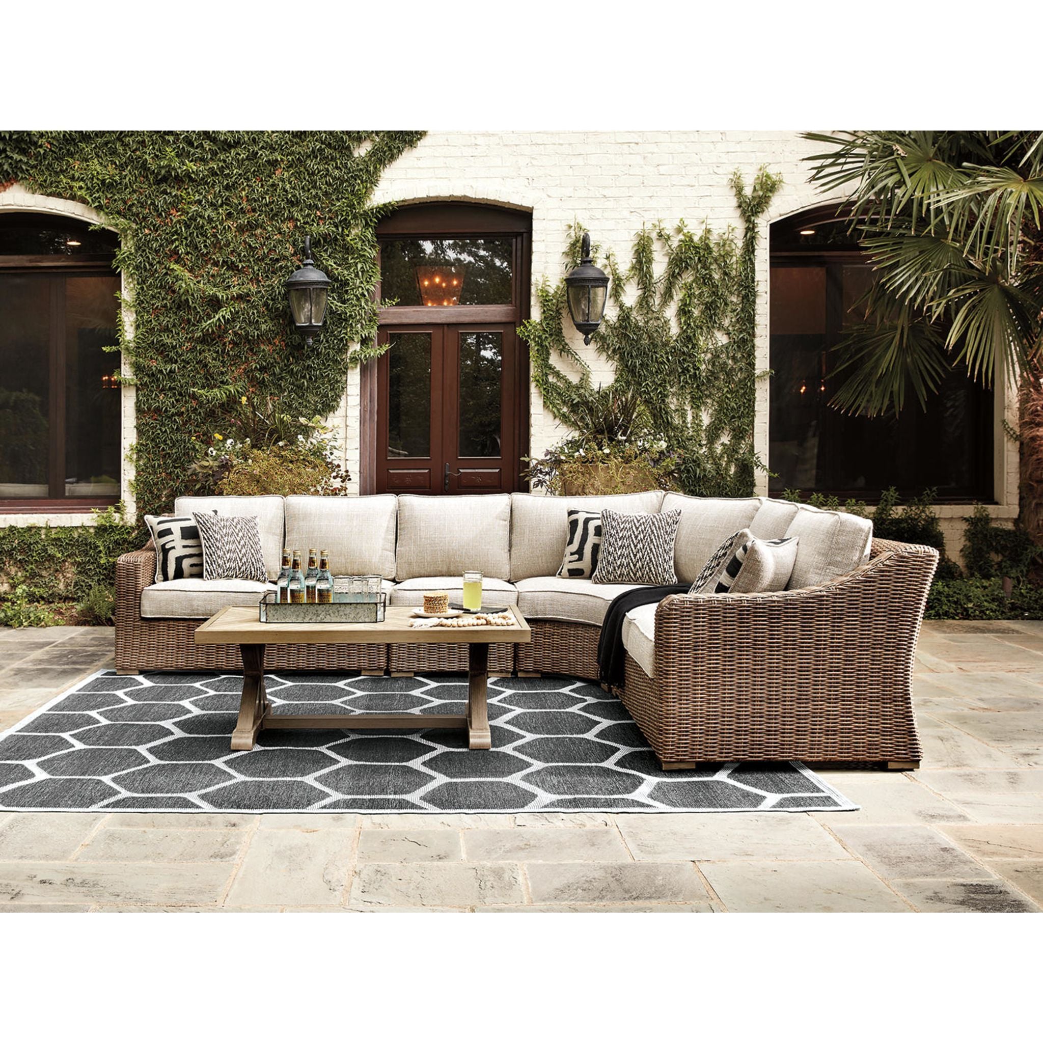 Beachcroft 4-Piece Outdoor Modular Sectional Sofa Set - Waterproof Patio Furniture for Backyard, Poolside & Garden Lounge (Grey) | Perfect for Entertaining & Relaxing Outdoors