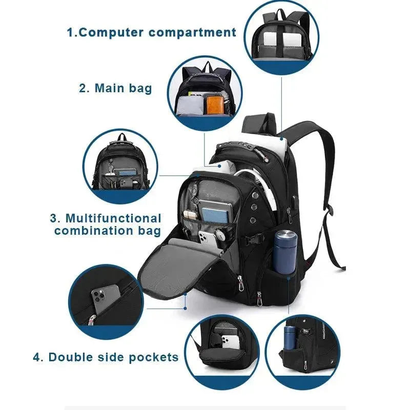 Waterproof Laptop Backpack with USB Charging Port - 17 Inch Laptop Backpack for Men & Women - Durable Travel Backpack for Work, School, College & Outdoor Adventures