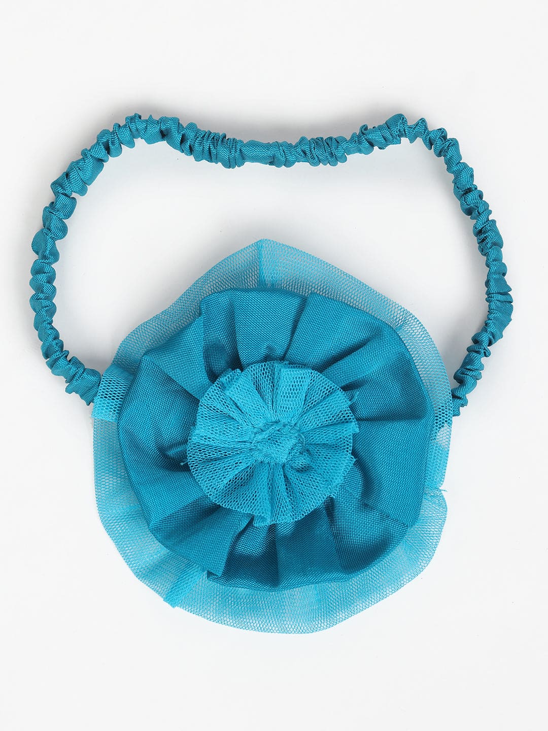 Elegant Blue Layered Pearl Necklace Dress with Hair Band - Perfect for Weddings, Parties & Special Occasions