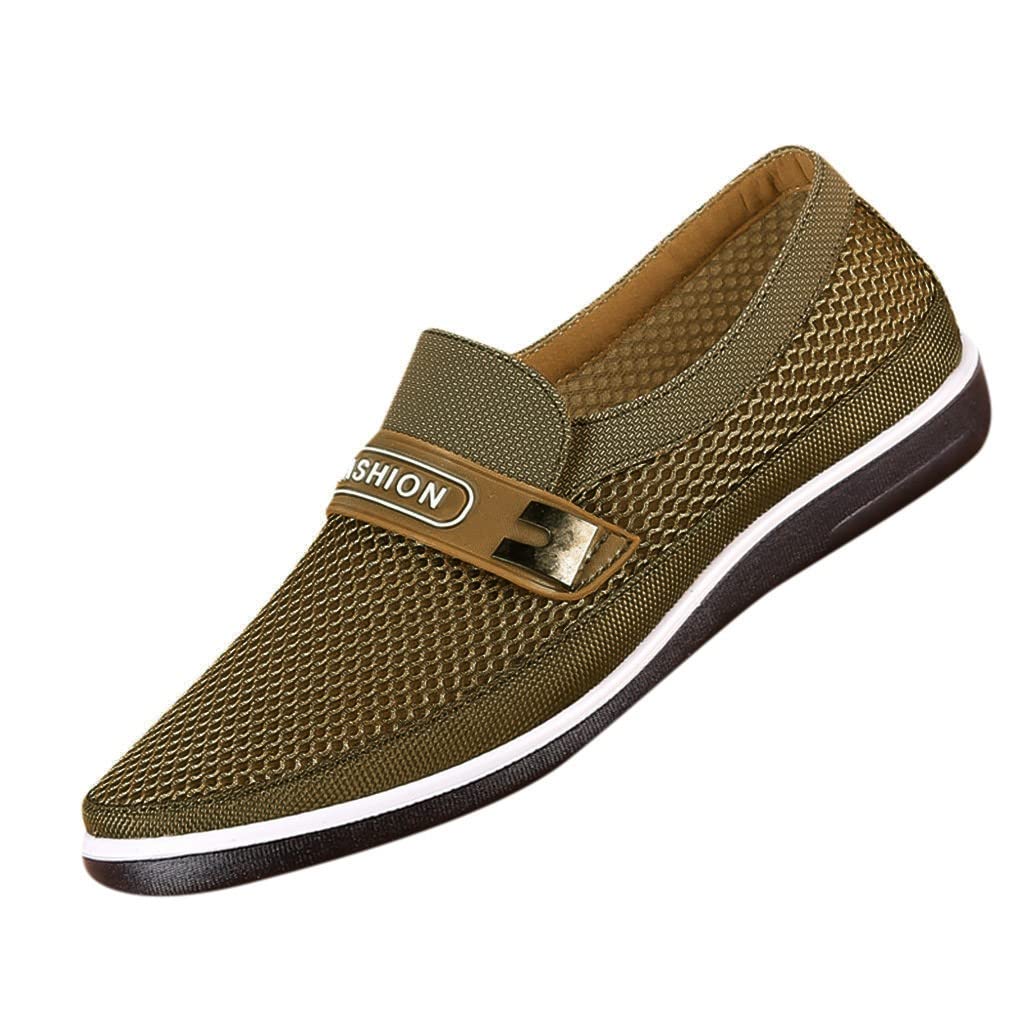 Breathable Men's Slip-On Chukka Shoes - Lightweight Hollow Soft Mesh Summer Casual Shoes Size 12 for Walking, Travel & Outdoor Activities