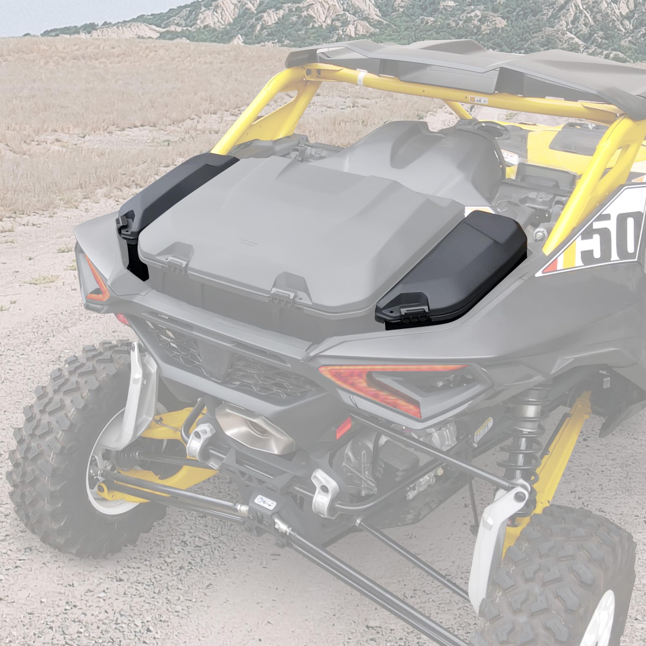 SAUTVS UTV Rear 13.5L Side Cargo Storage Boxes for Can-Am Maverick R & Maverick R MAX X RS (2024+ Models) - Water Resistant Poly Tool Box Accessories (2PCS, Replaces #715007372) - Perfect for Off-Road Gear Organization & Outdoor Adventures