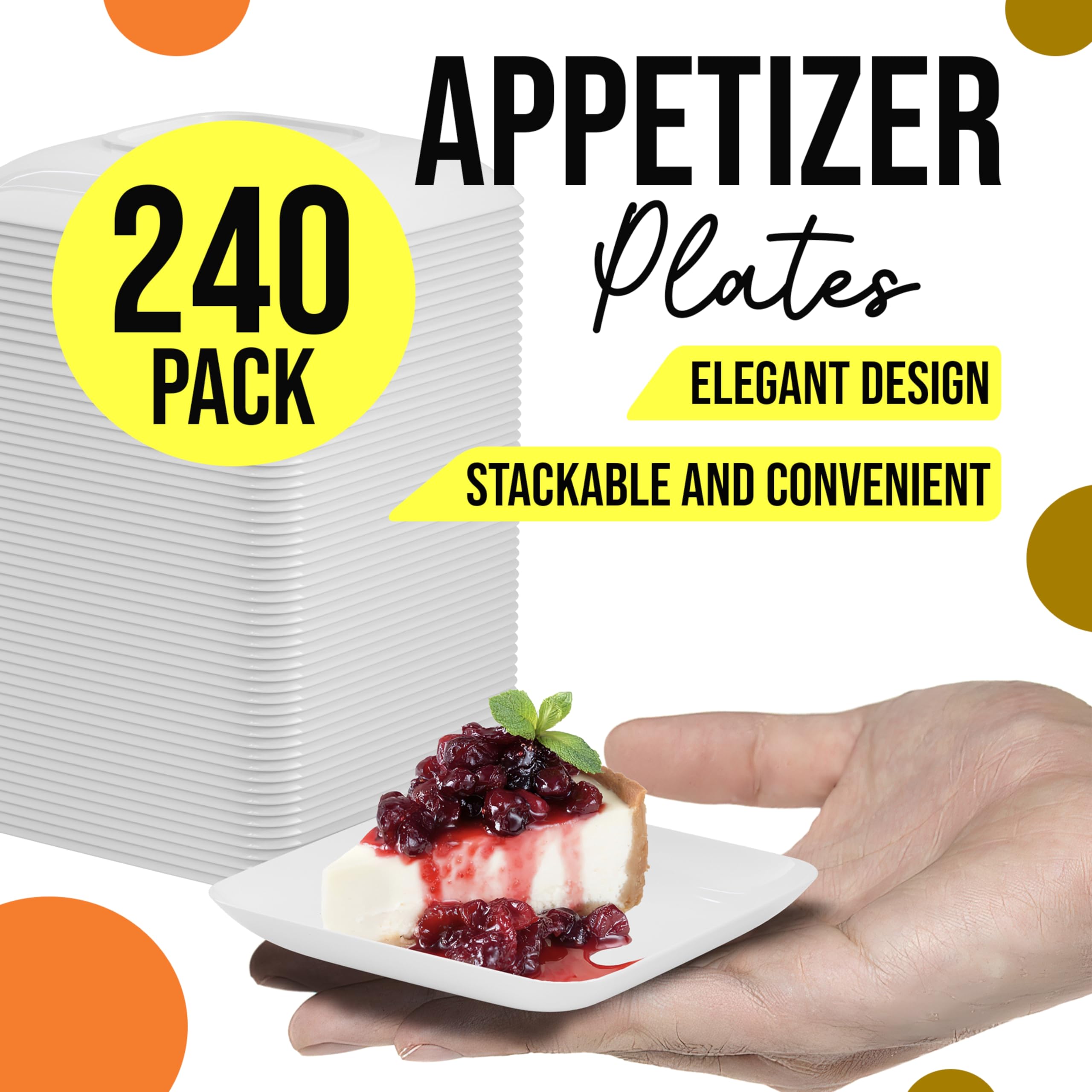 240-Pack Disposable Mini Dessert Plates 2.4
