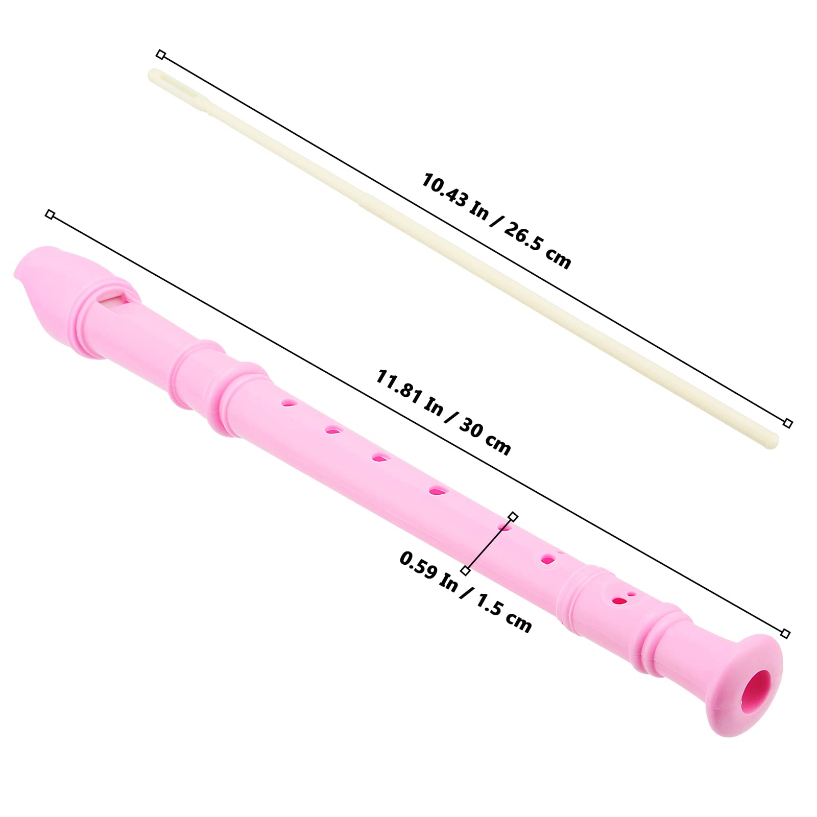 20 Pack Pink 8 Hole Descant Soprano Recorders with Cleaning Rod - Bulk Musical Instruments for Beginners - Perfect for School Music Classes, Band Practice & Home Learning
