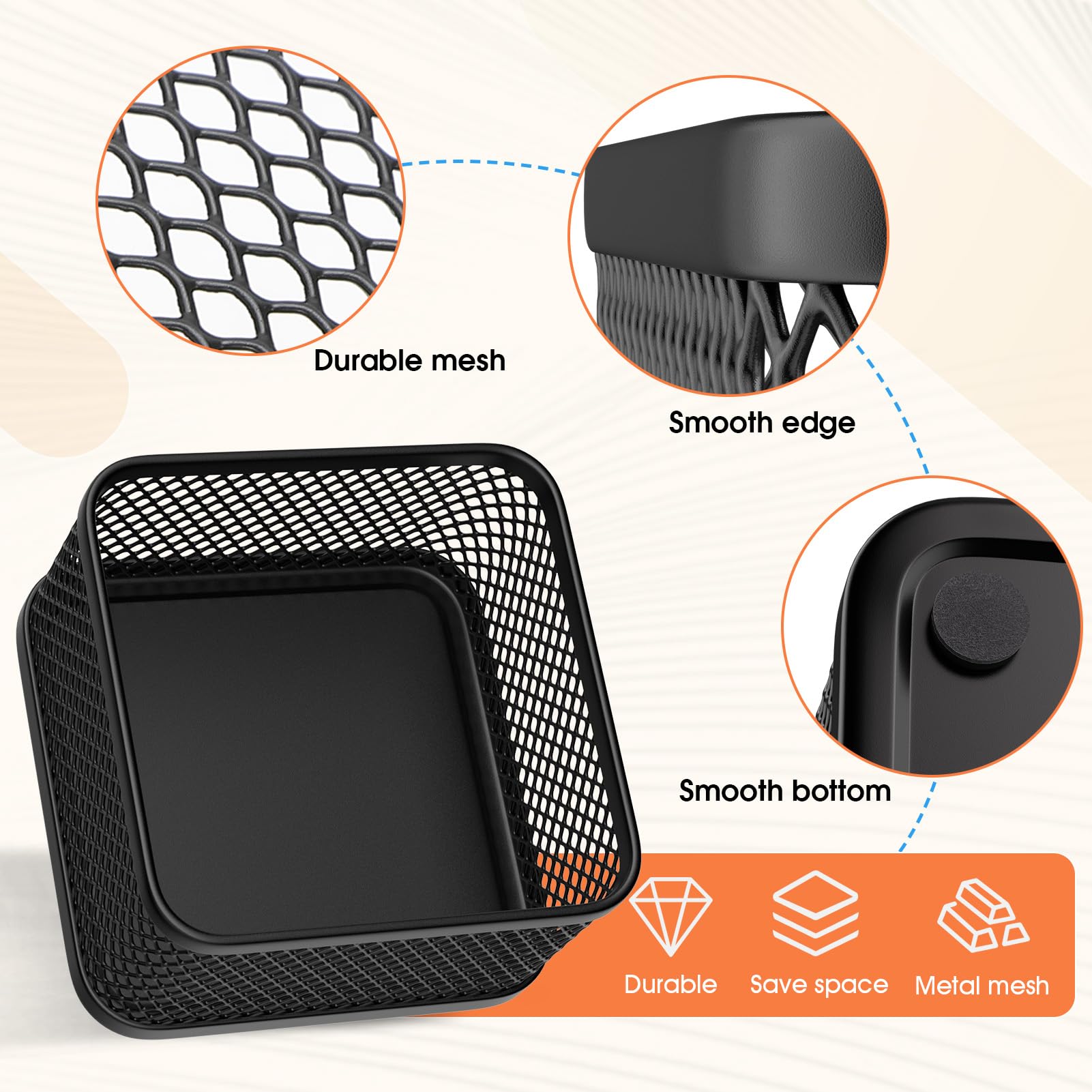 MaxGear 4-Pack Black Mesh Paper Clip Holder & Organizer - Desk Paperclip Dispenser for Office Supplies, Binder Clips Storage - Perfect for Home Office, School & Workplace Organization