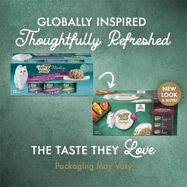Fancy Feast Medleys Florentine Collection Canned Cat Food Variety Pack - Grain Free Wet Cat Food with Real Meat & Vegetables - Perfect for Adult Cats & Picky Eaters at Home