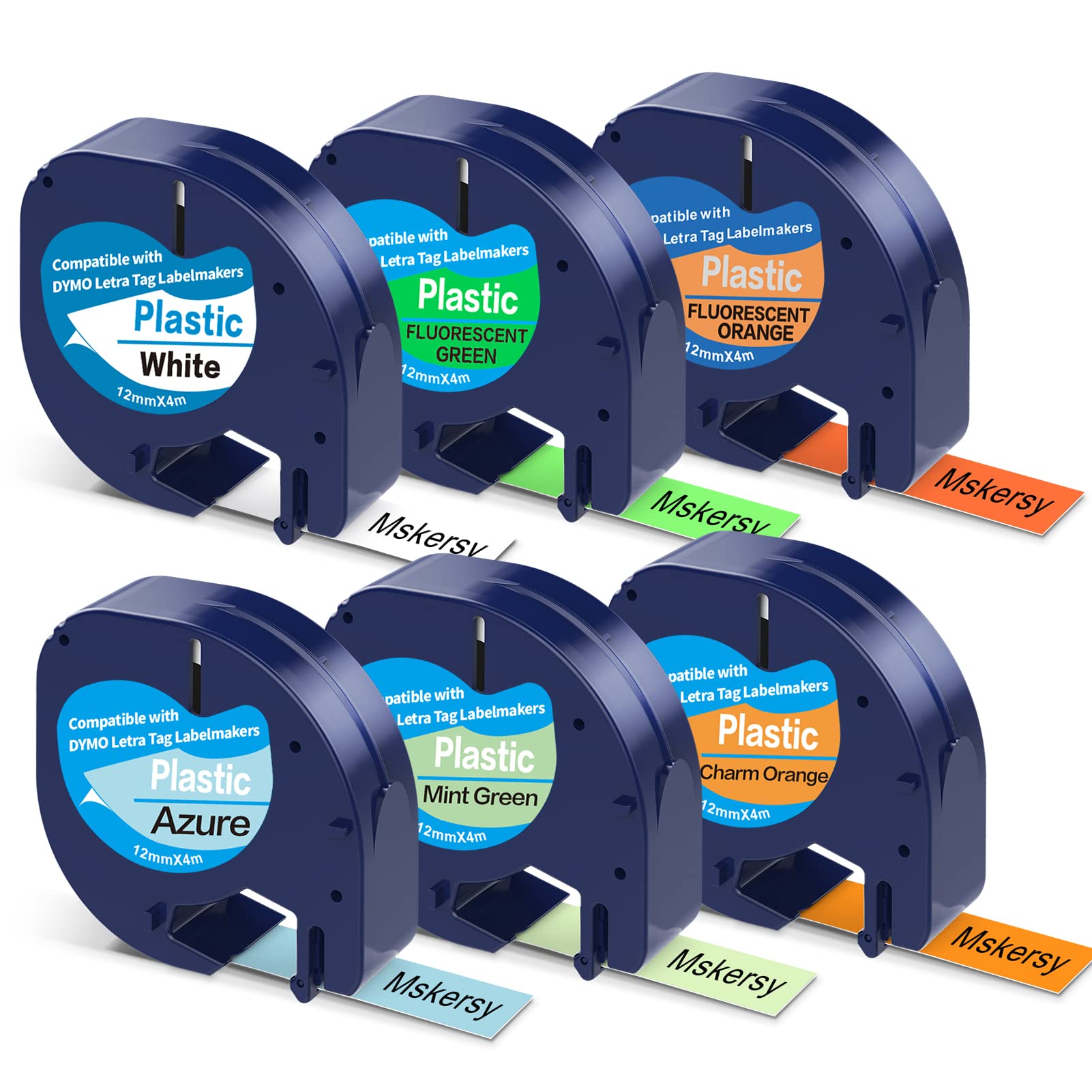 6 Pack Multi-Color Label Maker Tape Refills - 1/2 Inch x 13 Feet, Compatible with Dymo LT-100H, LT-100T & QX50 Label Makers - Perfect for Office Organization, Shipping Labels & Craft Projects