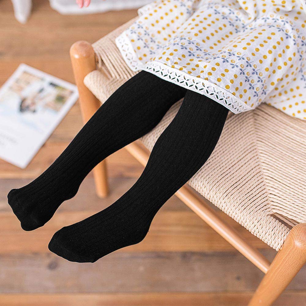 Baby Girls Seamless Cable Knit Tights with Bow-Knot - Soft Cotton Toddler Leggings for Newborn & Infant - Perfect for Playtime, Daycare & Family Photos