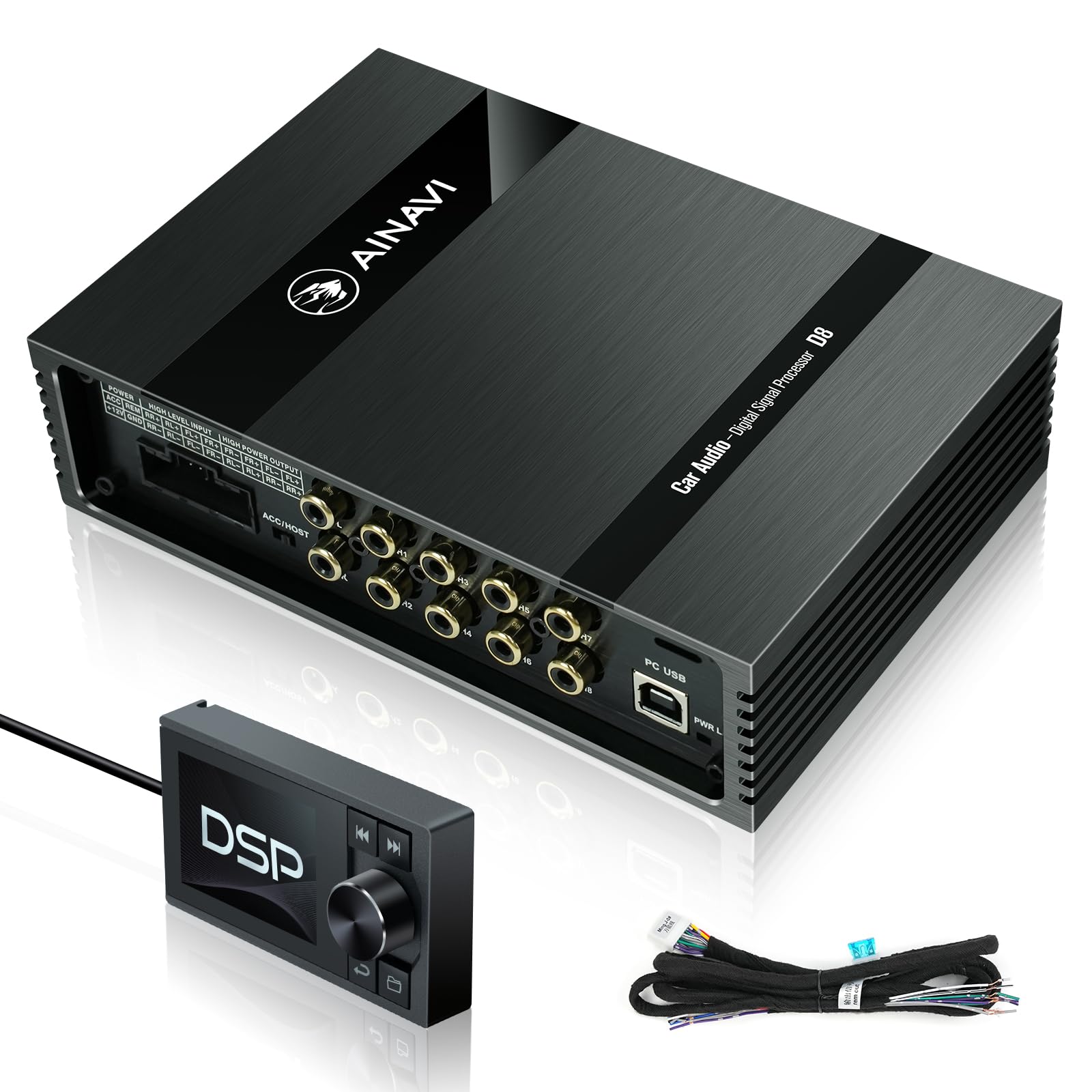 4-Channel Car Audio DSP Equalizer with 8-Channel Output & Built-in Amplifier - 31-Band Graphic EQ for Premium Sound Tuning - Perfect for Car Audio Upgrades & Custom Sound Systems