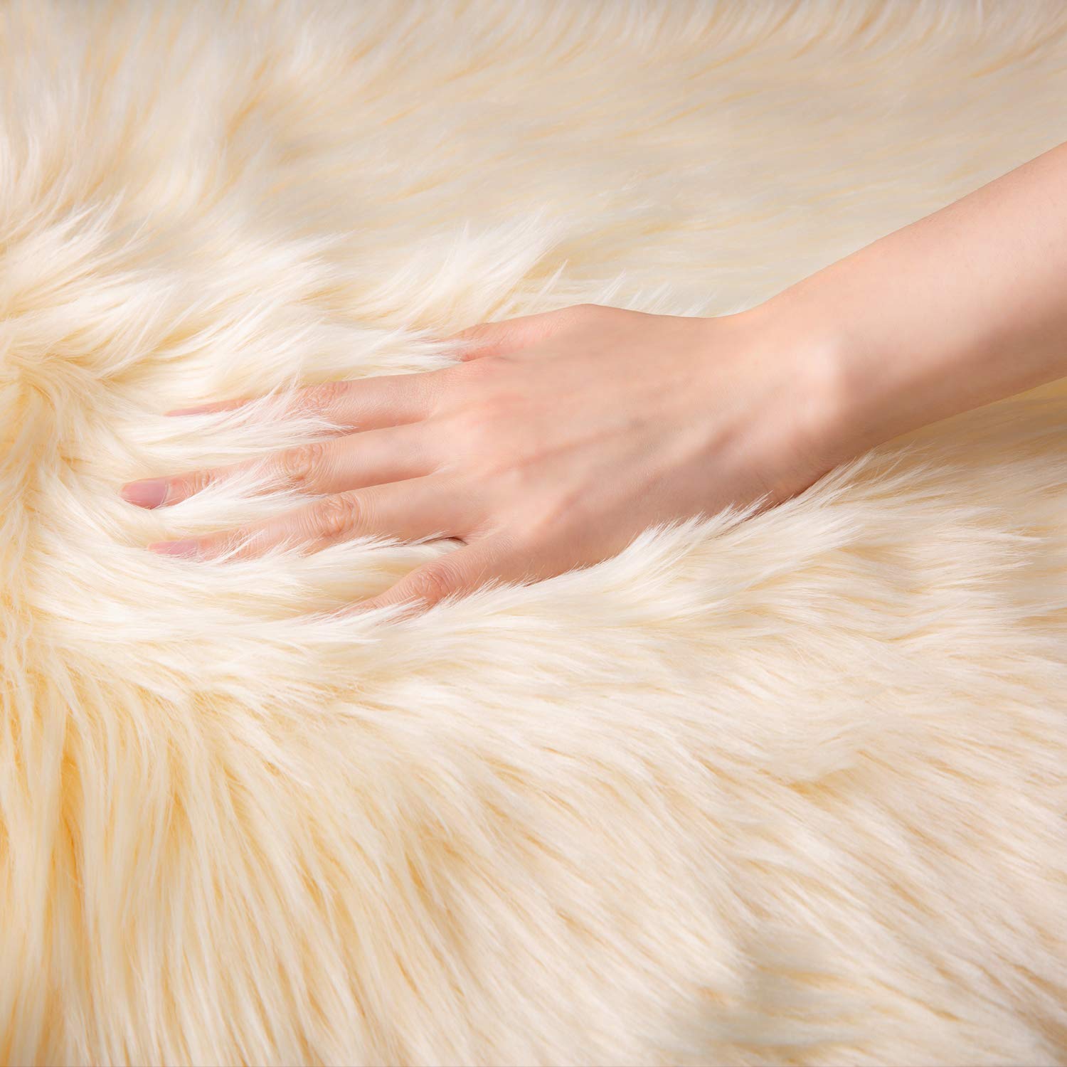 Ashler Home Deco Faux Fur Area Rug 5x7 Feet - Soft Shaggy Machine Washable Rectangle Rug in Sunny Yellow | Rabbit Theme Indoor Carpet | Fire Resistant & Pet-Friendly | Perfect for Living Room, Bedroom or Nursery Decor