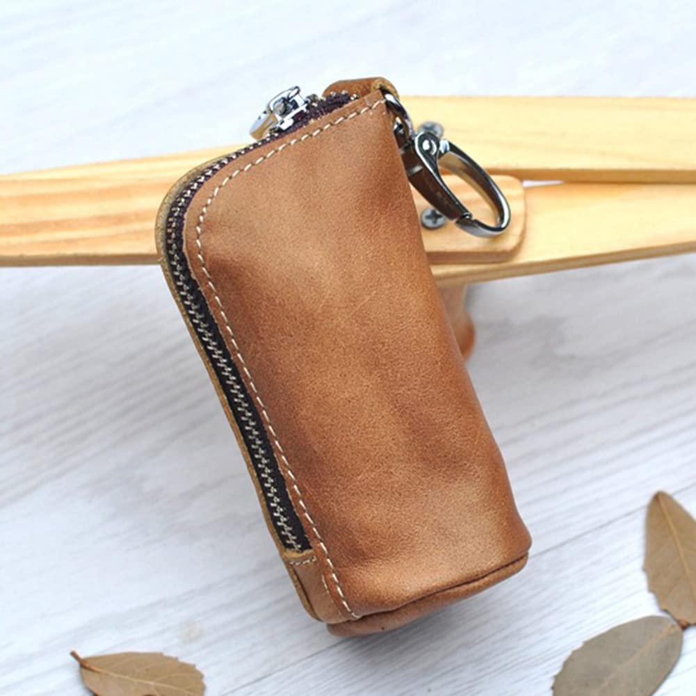 SEADEAR Leather Car Key Holder with Zipper Closure - Premium Smart Key Chain Case for Car Keys (Perfect for Key Organization & Protection)