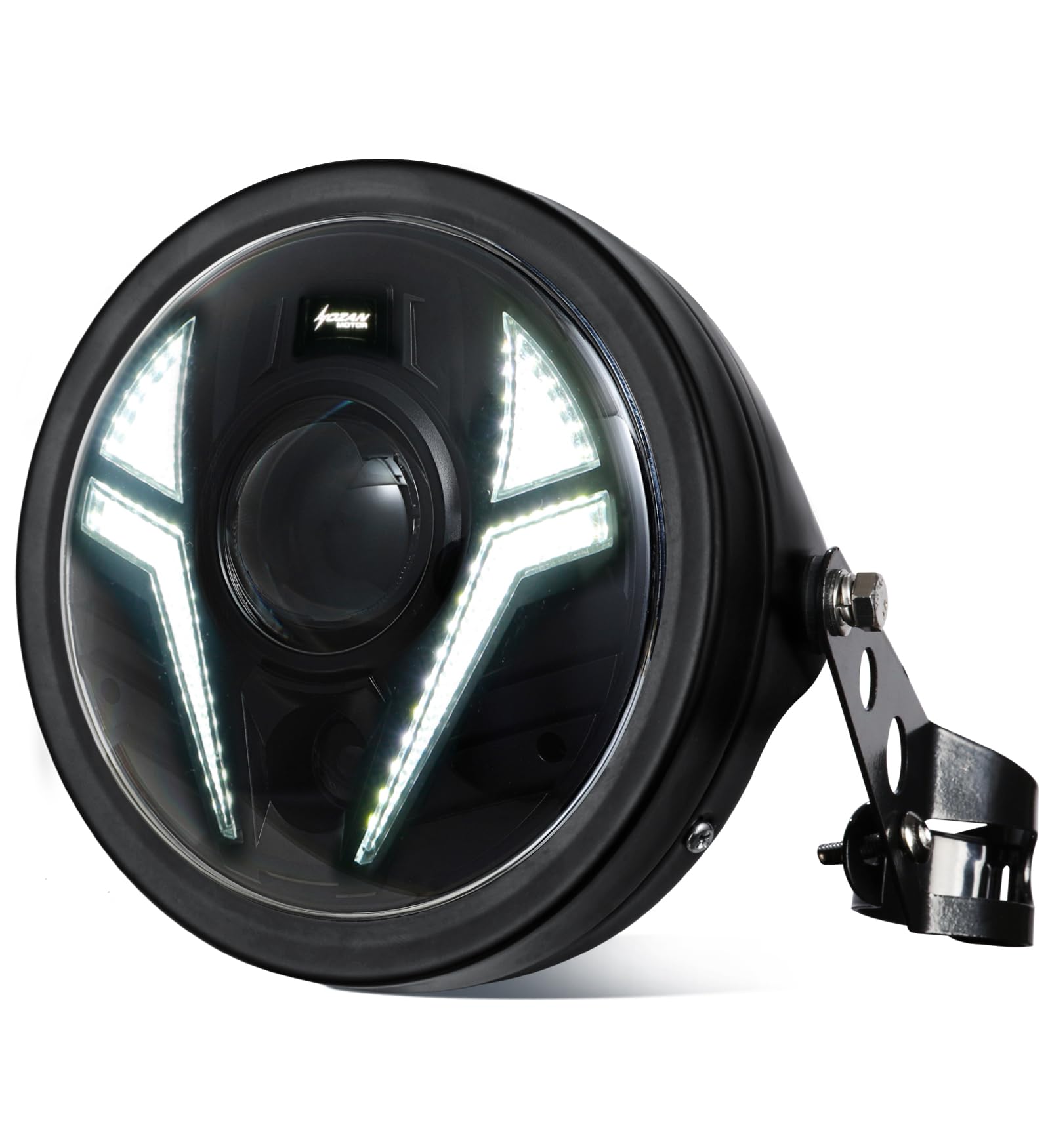7 Inch LED Motorcycle Headlight with White DRL & Amber Turn Signal - Compatible with Vulcan, CB400, CB1300, XS650, Chopper & Cafe Racer - Includes Housing Bucket & Mount Brackets - Perfect for Night Riding & Custom Bike Upgrades