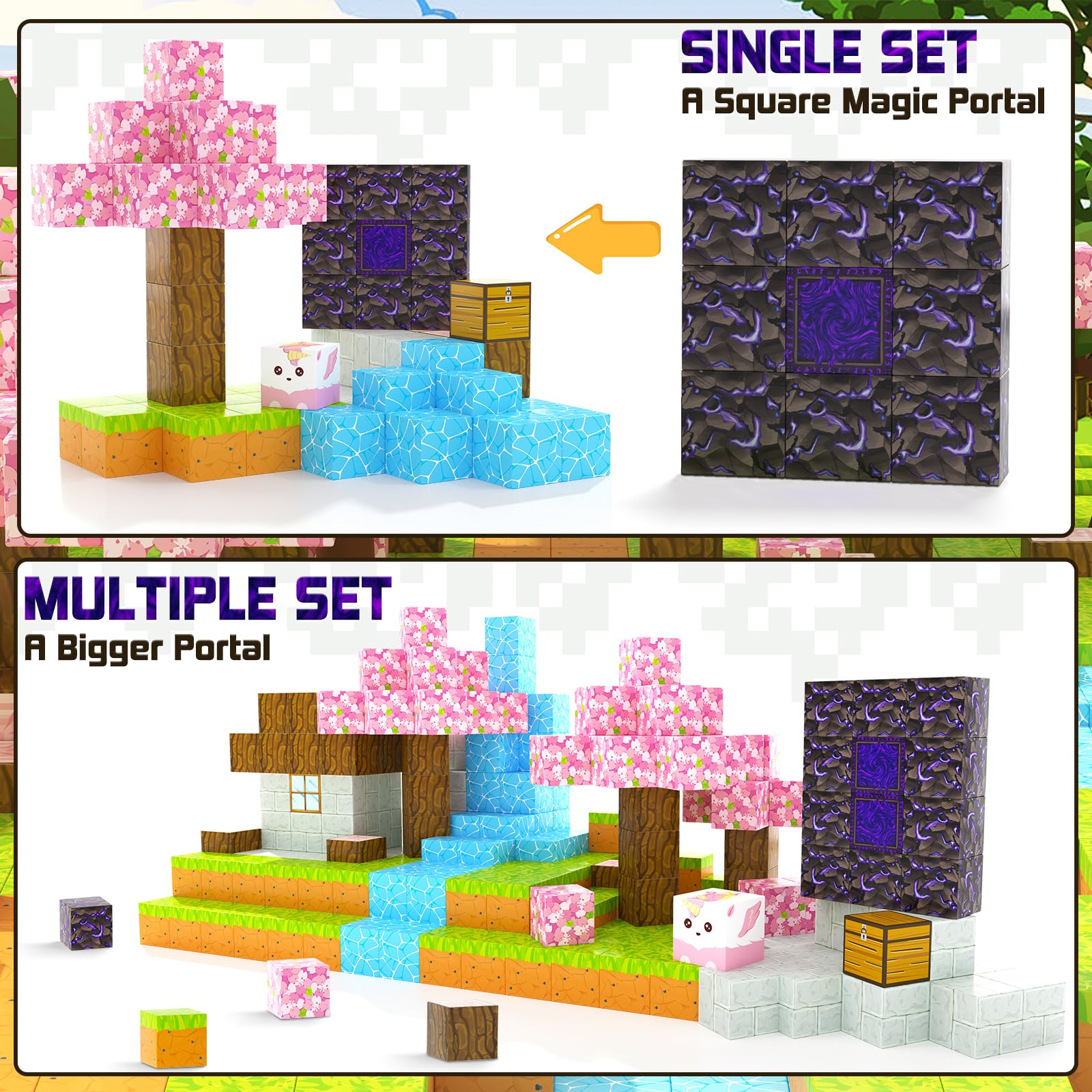 **Magnetic Building Blocks for Kids - STEM Educational Toys for Boys & Girls Ages 3+, Cherry Blossom Themed Magnetic Tiles Set for Creative Construction Play | Perfect for Preschool Learning & Indoor Activities**