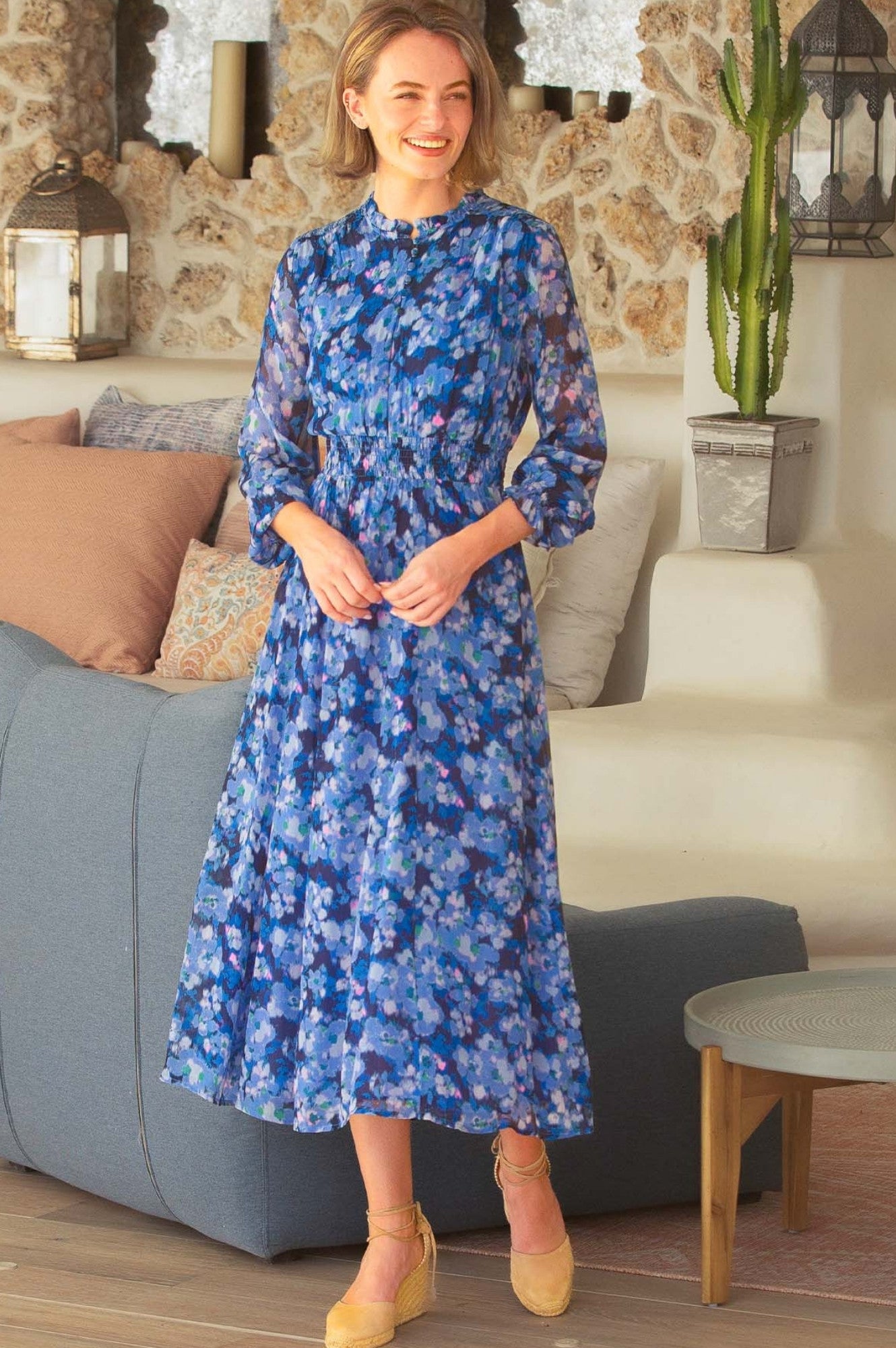 Clover Dress - Floral Print Blue and Pink Summer Dress for Women | Perfect for Beach Vacations, Date Nights & Outdoor Parties