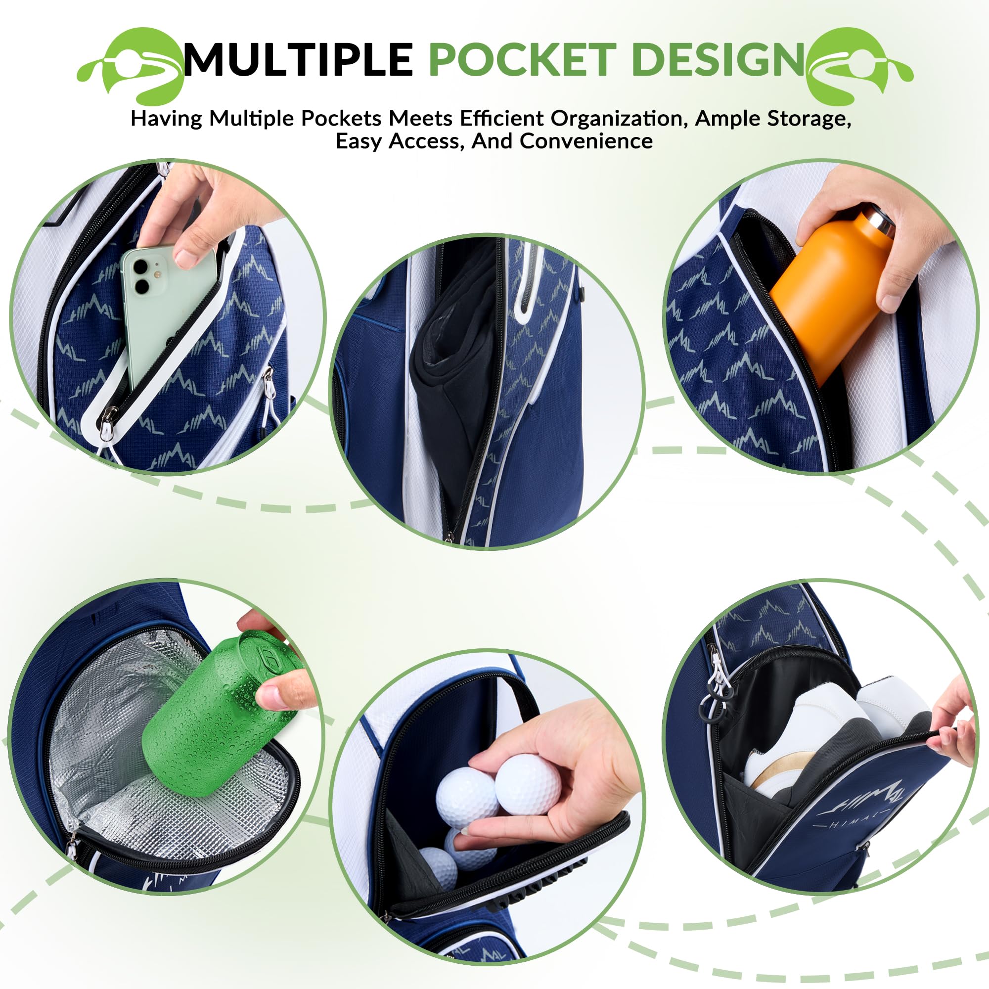 **14-Way Golf Cart Bag with Full-Length Divider Top, Multiple Pockets & Rain Cover – Durable Golf Bag for Men with Comfortable Handles – Perfect for Golf Courses, Driving Ranges & Tournaments**