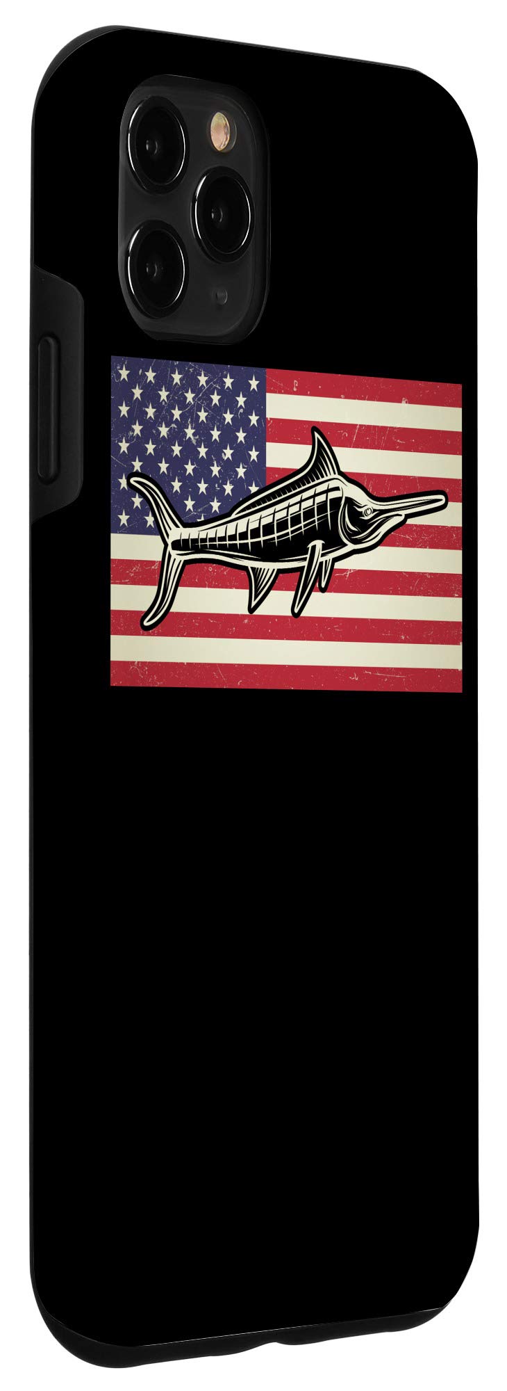 iPhone 11 Pro Max Case - Distressed USA Flag Patriotic Design with Swordfish - Perfect for Independence Day & Patriotic Gifts