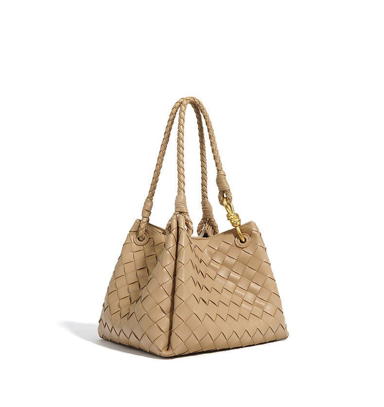 Hand Woven Leather Bucket Bag for Women - Stylish Crossbody Purse with Adjustable Strap - Perfect for Work, Travel & Everyday Use