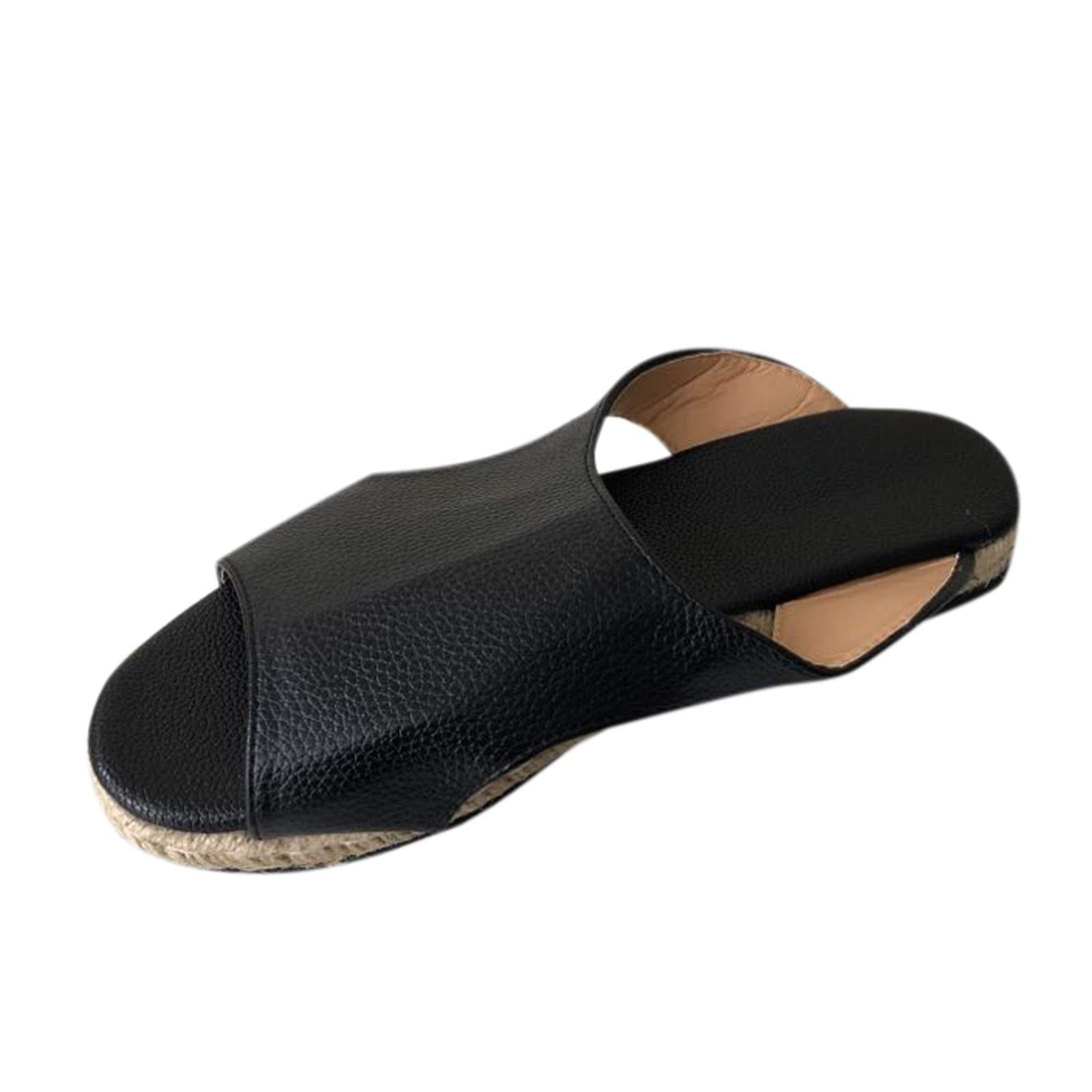 UOKNICE Women's Summer Sandals - Comfortable Memory Foam Slippers, Plus Size Flat Fish Mouth Beach Sandals with Buckle Closure | Perfect for Beach Vacations, Poolside Relaxation & Casual Summer Outfits