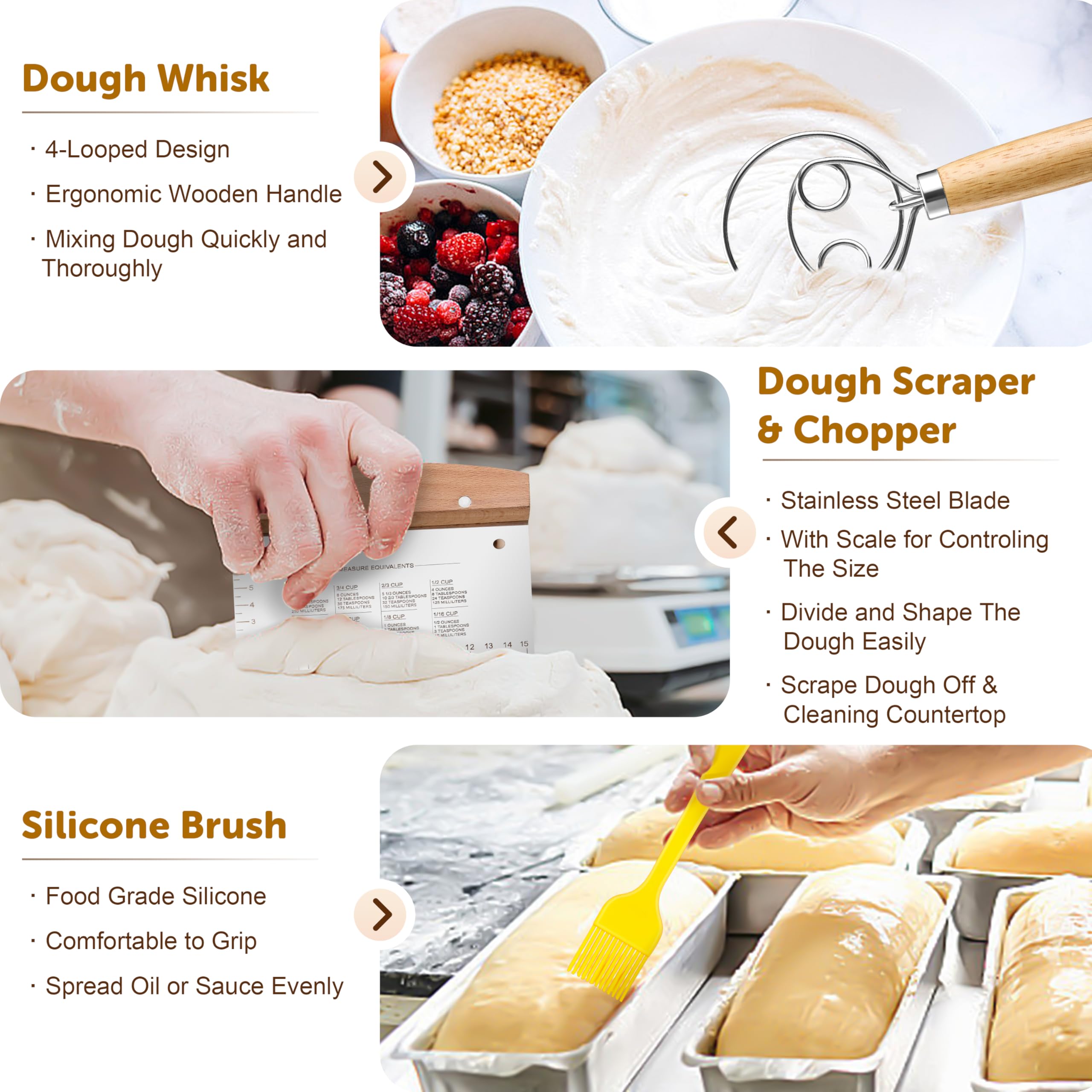 TeamFar 9” Round & 10” Oval Bread Proofing Basket Set with Liner - Sourdough Starter Kit for Artisan Bread Making (Includes Bread Lame, Whisk, Dough Scraper & Basting Brush) - Perfect for Home Bakers & Professional Bakeries