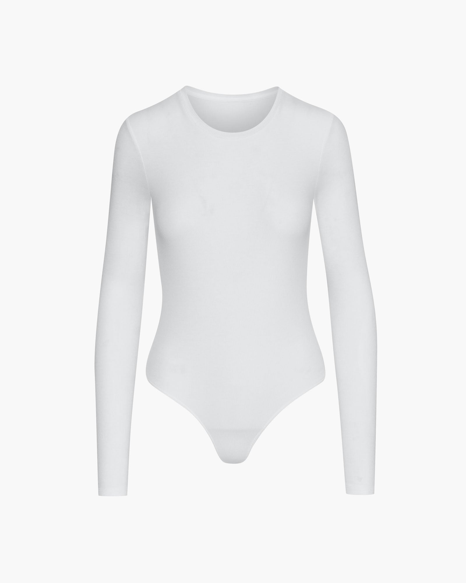 Modal Rib Long Sleeve Bodysuit for Women - Soft Stretch White Bodycon Shirt - Perfect for Layering, Office Wear & Casual Outfits