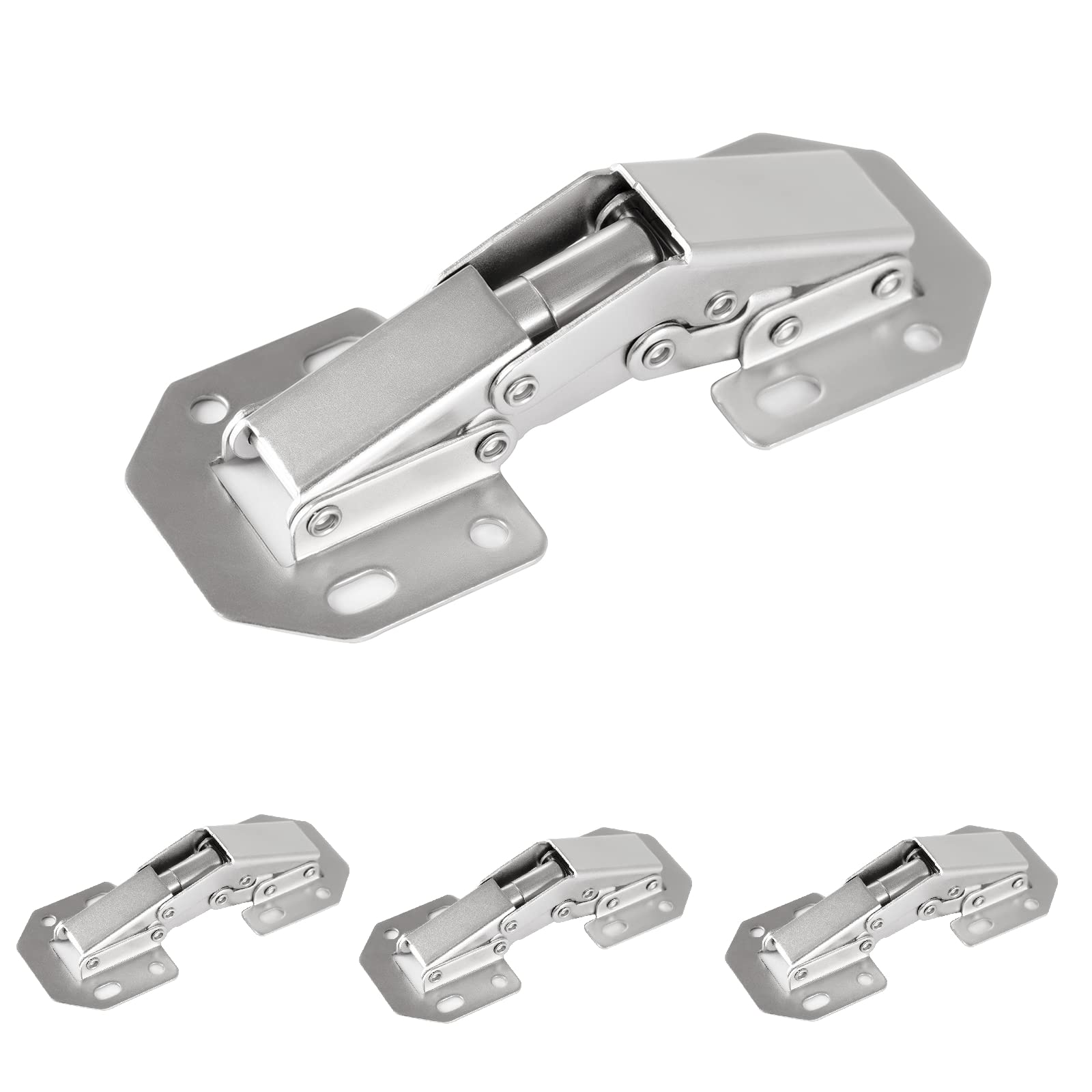 4-Pack Frameless Concealed Cabinet Hinges - Heavy Duty Hidden Hinges for Cabinet Doors, Surface Mount, Soft Close (Ideal for Kitchen Cabinets, Wardrobes & Furniture Installation)