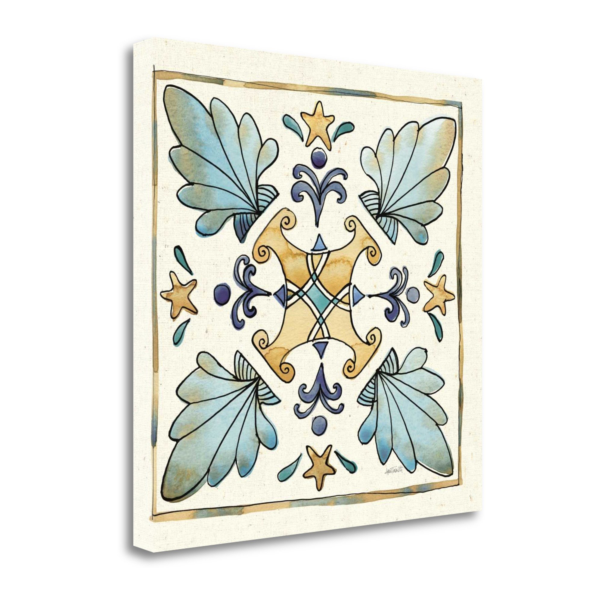 Coastal Breeze Tile III by Anne Tavoletti - Premium Fine Art Giclee Print on Gallery Wrap Canvas - Ready to Hang Wall Decor - Perfect for Living Room, Bedroom & Office Art