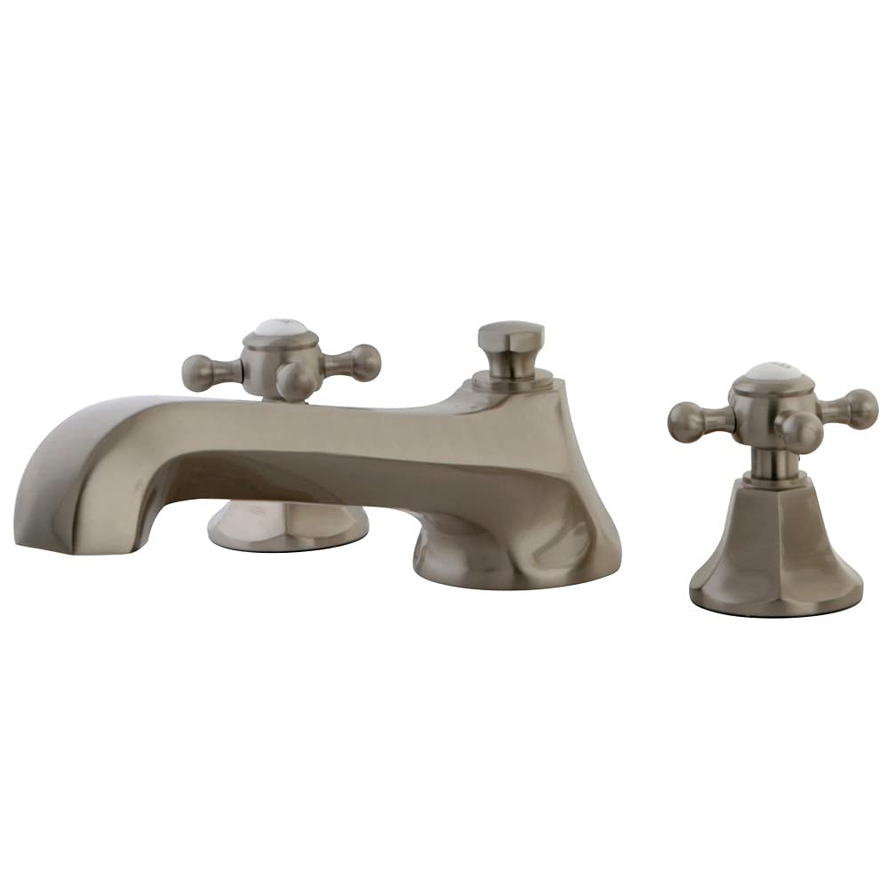 Kingston Brass KS4308BX Roman Tub Faucet with Metal Cross Handle - Brushed Nickel Finish - Perfect for Luxury Bathrooms, Spa Retreats & Master Suite Bathtubs