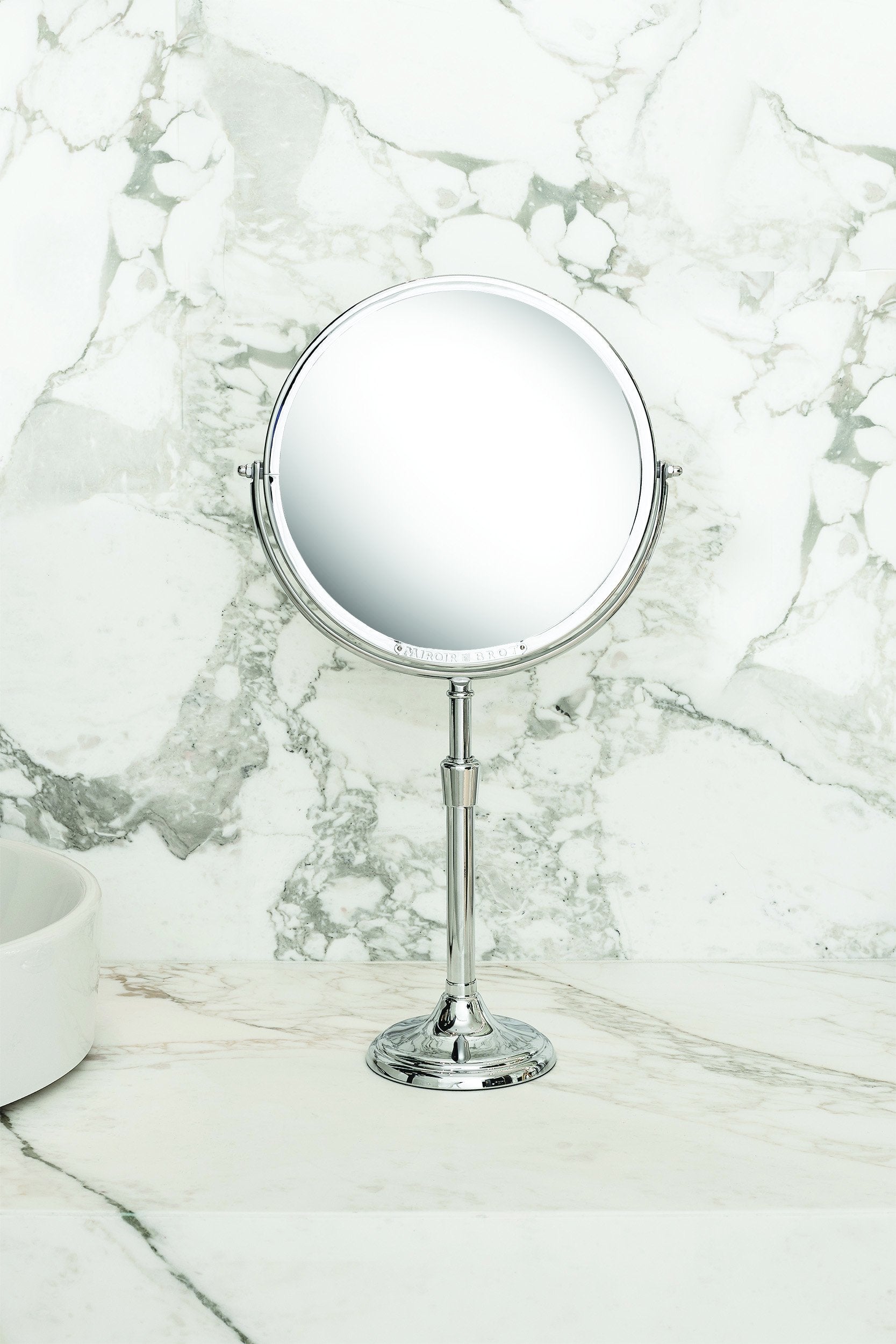 Brot PATRIMOINE 24 Reversible 9.5 Inch Adjustable Height Mirror - Perfect for Vanity, Makeup, Salon, and Home Decor