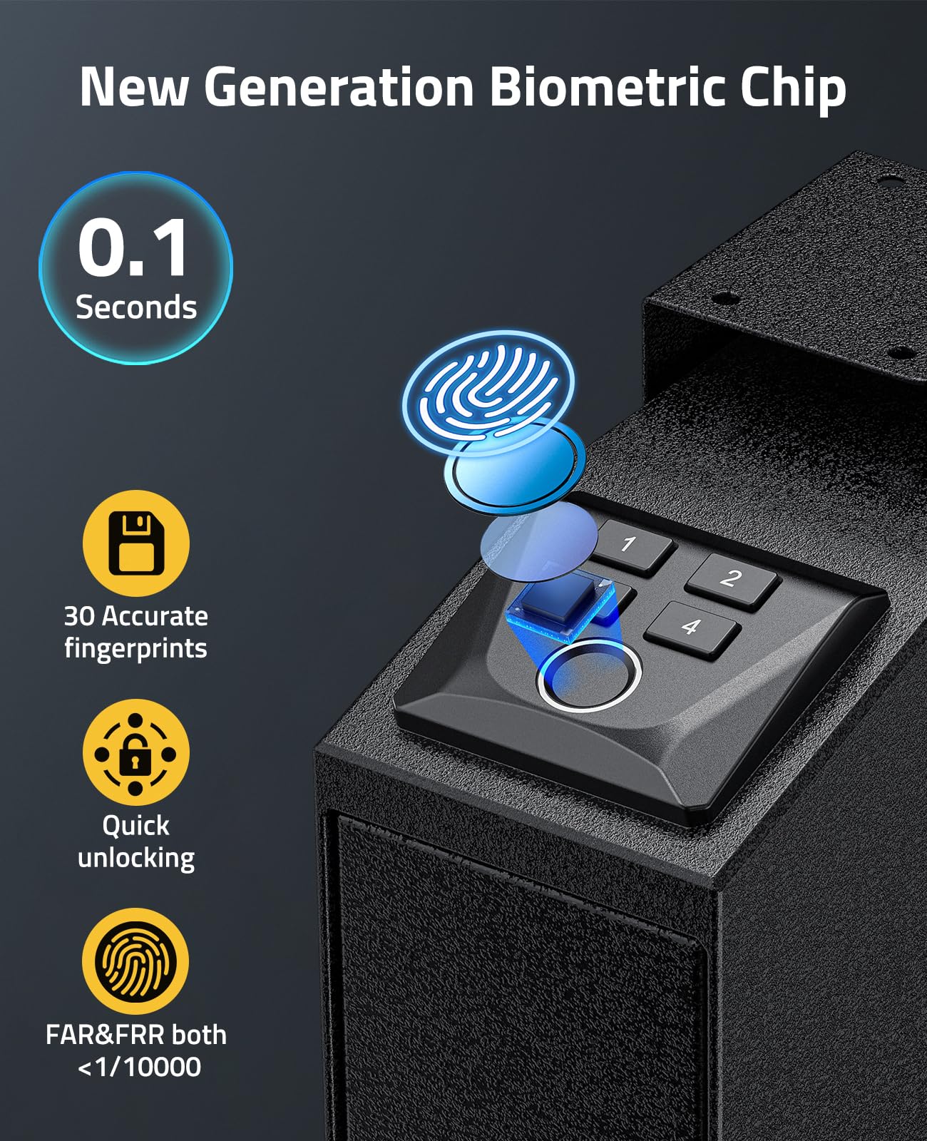 CVLIFE Biometric Gun Safe for Handgun - Quick Access Fingerprint & Keypad Lock Security Box - Pistol Safe for Home, Bedside, Nightstand, Office & Car Storage - Protect Your Firearms from Unauthorized Access