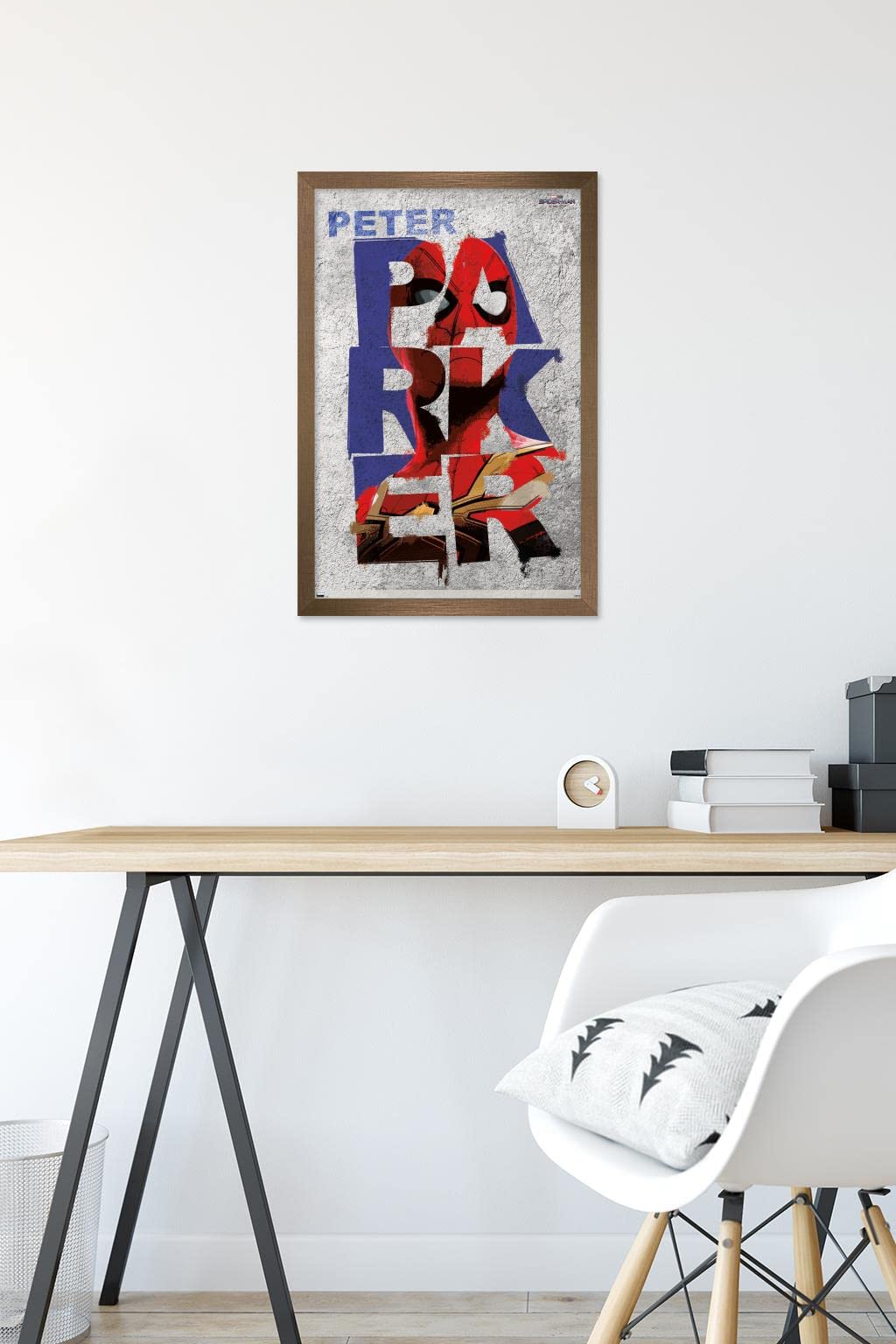 Marvel Spider-Man: No Way Home Wall Poster - 22.4x14.7 Inches Bronze Framed Art Print | Peter Parker Superhero Decor for Bedroom, Living Room & Office