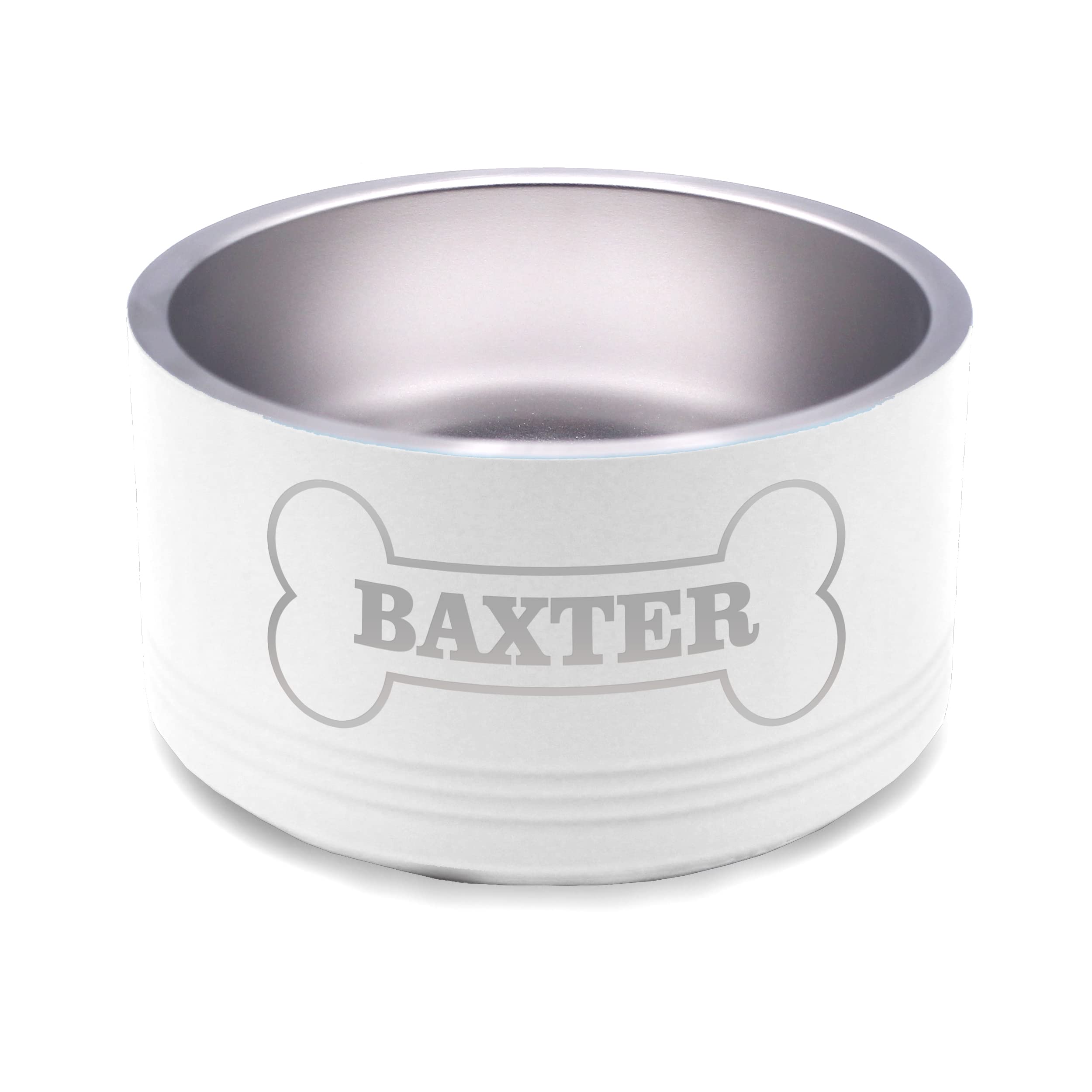 Custom Personalized Stainless Steel Dog or Cat Bowl - Engraved Pet Food & Water Dish with Non-Slip Bottom (Small 18oz, White) | Perfect for Home, Travel & Gifts