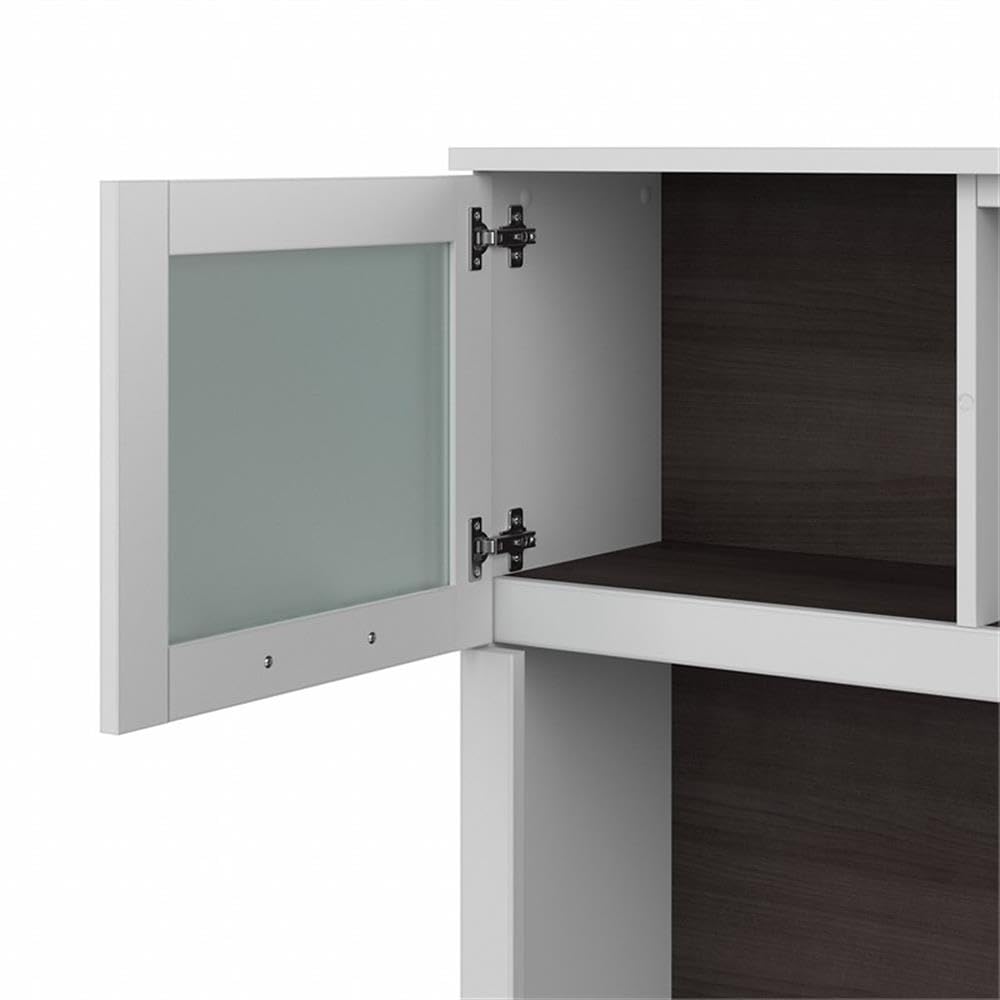 Bush Furniture Somerset 72W Office Desk Hutch in White and Storm Gray - Perfect for Home Office, Study Room & Workspace Organization