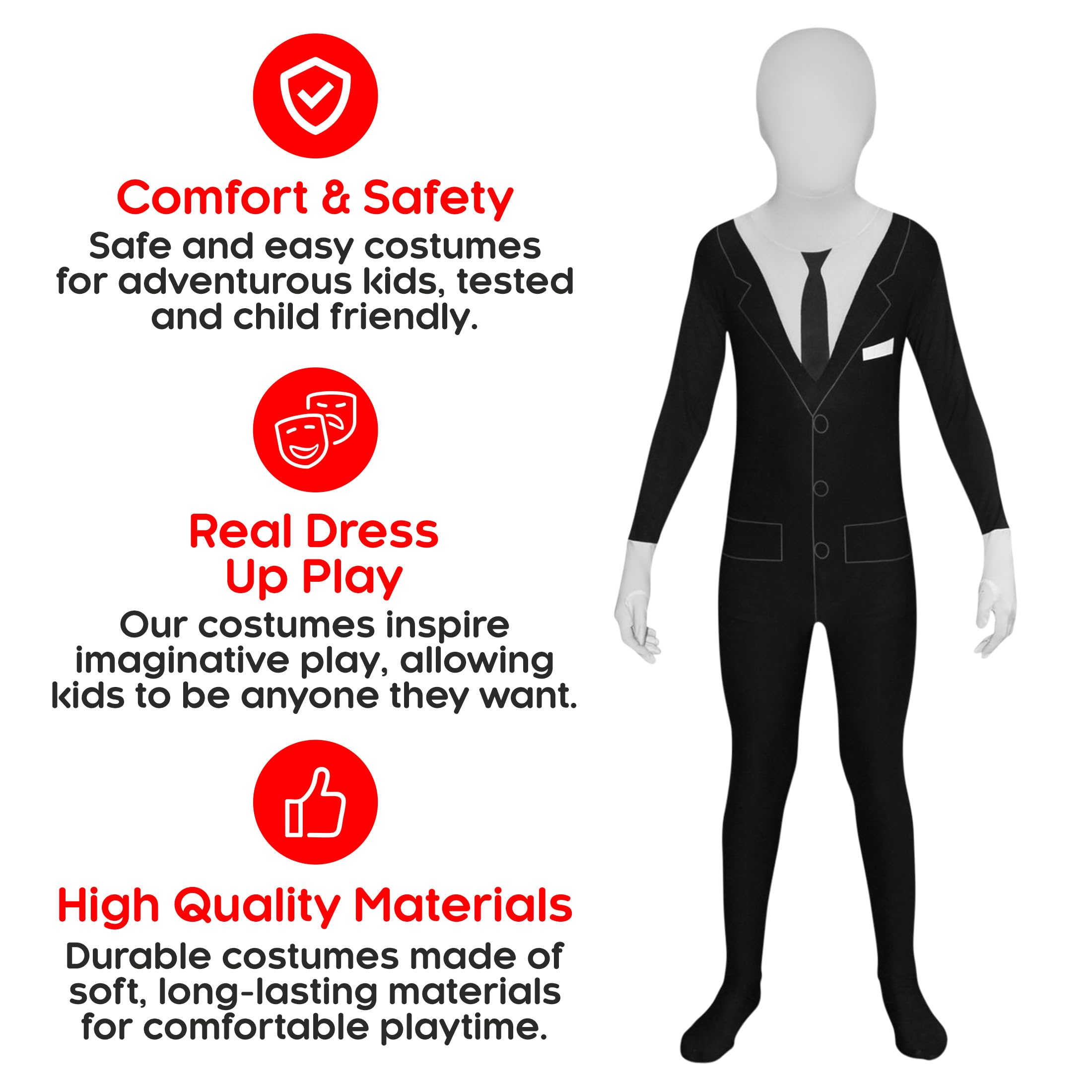 Slenderman Halloween Costume for Kids - Scary Morphsuits Costume | Perfect for Trick-or-Treating, Halloween Parties & Cosplay