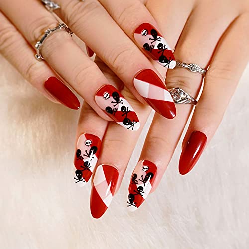 24PCS French Tip Press on Nails Short with Floral Designs, Solid Color Fake Coffin Nails with Glue Kit - Ballerina False Nails Full Cover for Women and Girls (JP1267) - Perfect for Parties, Weddings, and Daily Wear