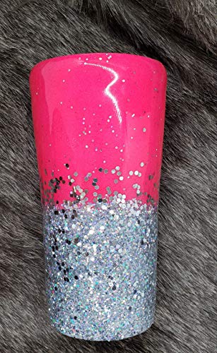 Handmade Hot Pink and Silver Glitter Epoxy Tumbler Cup - 20oz Insulated Stainless Steel Travel Mug for Coffee, Tea & Cold Drinks - Perfect for Office, Gym, Camping & Gifts