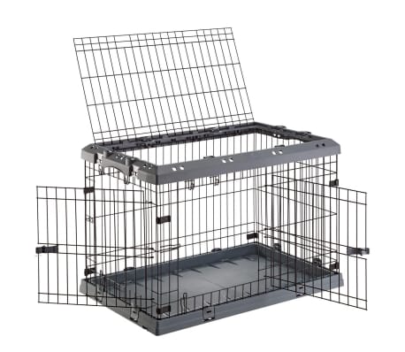 FERPLAST Superior 90 Large Dog Cage 36.2 x 23 x 24.6 Inches - Durable Metal Pet Crate for Indoor/Outdoor Use, Travel & Training