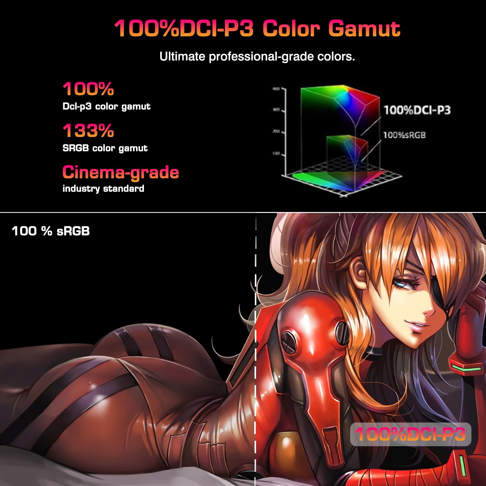 2K 144Hz Portable Monitor 18inch - 2560x1600 QHD IPS HDR Display, 100% sRGB, Ultra Slim Frameless Aluminum Alloy Case with VESA Mount - Perfect for Gaming, Work & Travel with Laptop, Phone & Game Devices