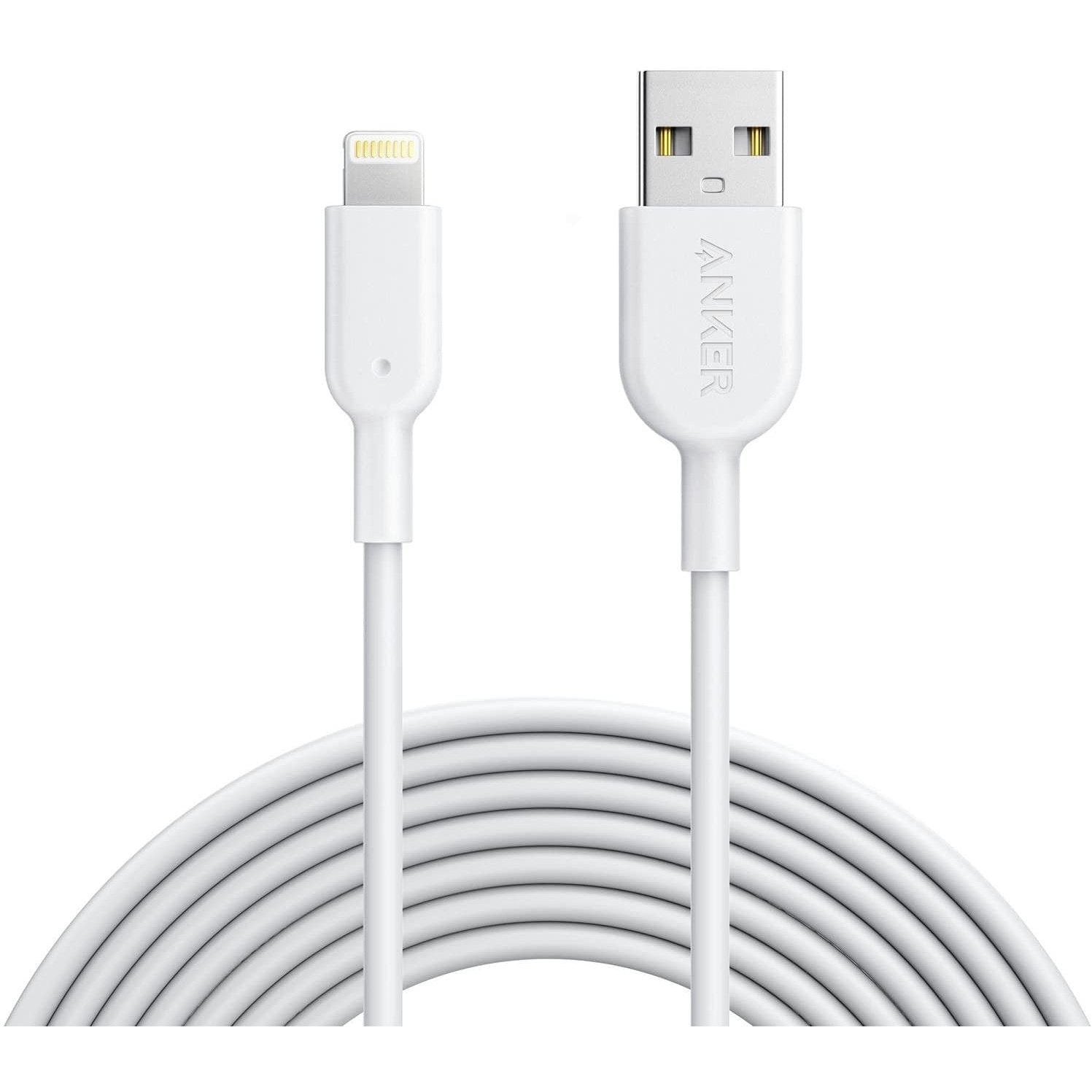 Anker PowerLine II USB A to Lightning Cable 1.8m (6ft) MFI Certified Fast Charging Cord for iPhone 14/13/12/11/X/8 - Durable Nylon Braided White Cable - Perfect for Home, Office & Travel Charging