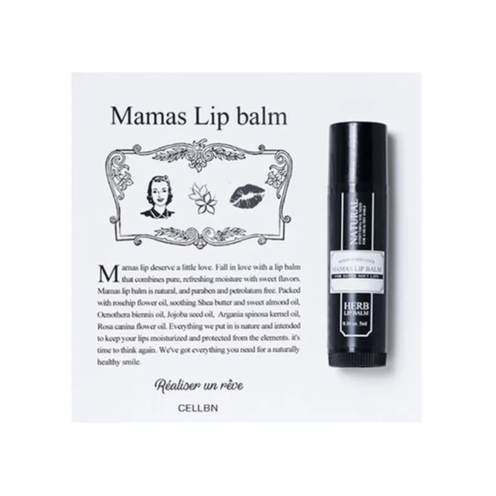 CELLBN Organic Lip Balm for Mamas - 5ml | Hydrating & Nourishing Lip Care for Dry, Chapped Lips - Perfect for Daily Use, Travel & On-the-Go