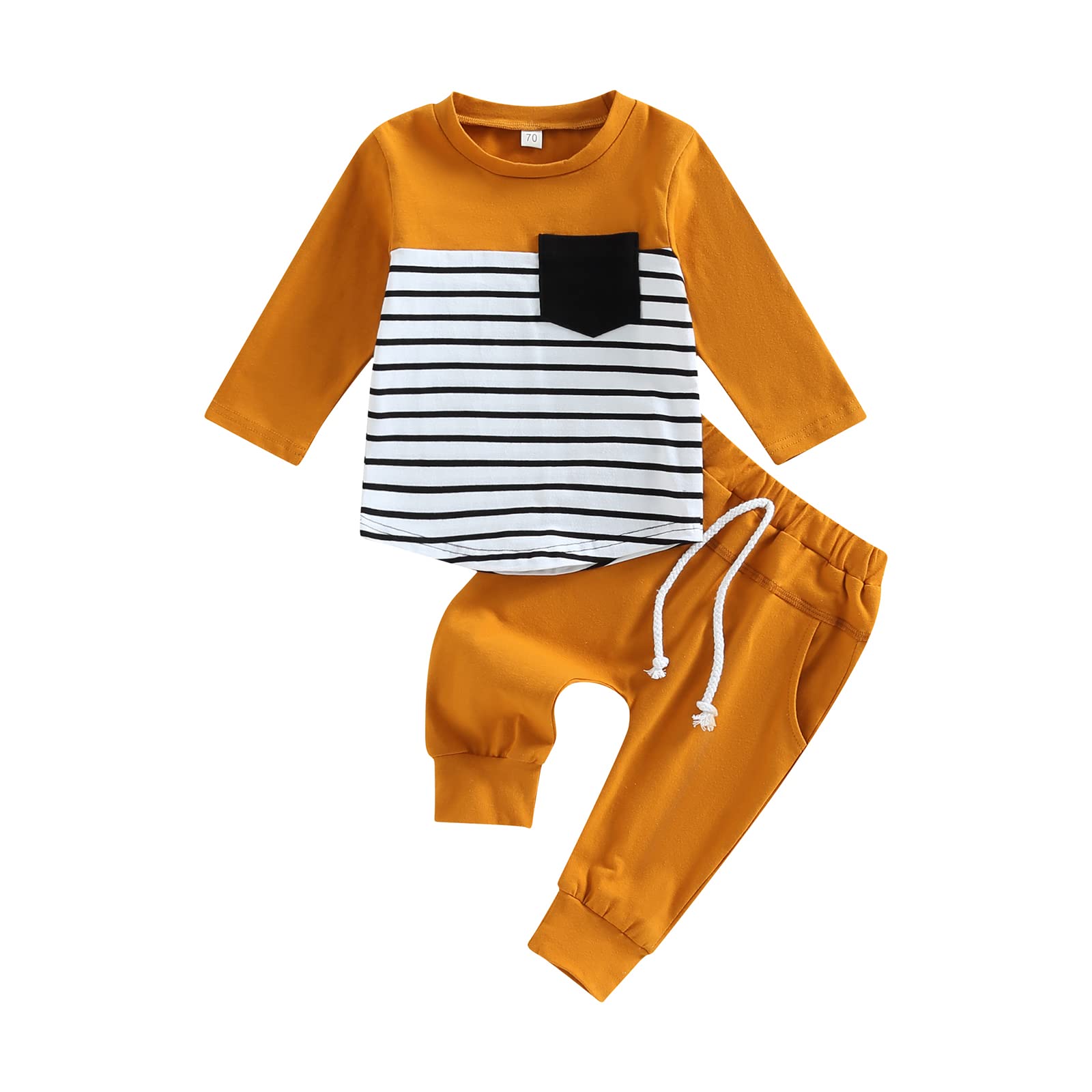 Newborn Toddler Baby Boy Fall & Summer Outfits - 2Pcs Long Sleeve Hoodie T-Shirt & Pants Set | Cute Casual Wear for Playdates & Family Outings